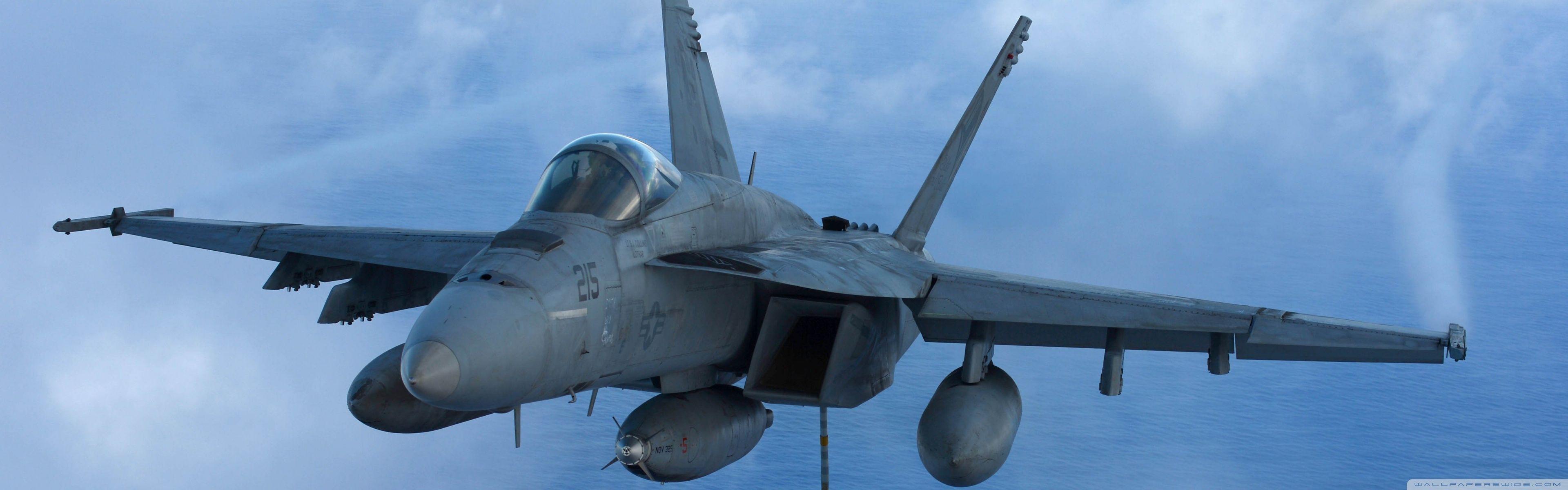 3840x1200 Military Aircraft Flying Over Pacific Ocean Ultra HD Desktop