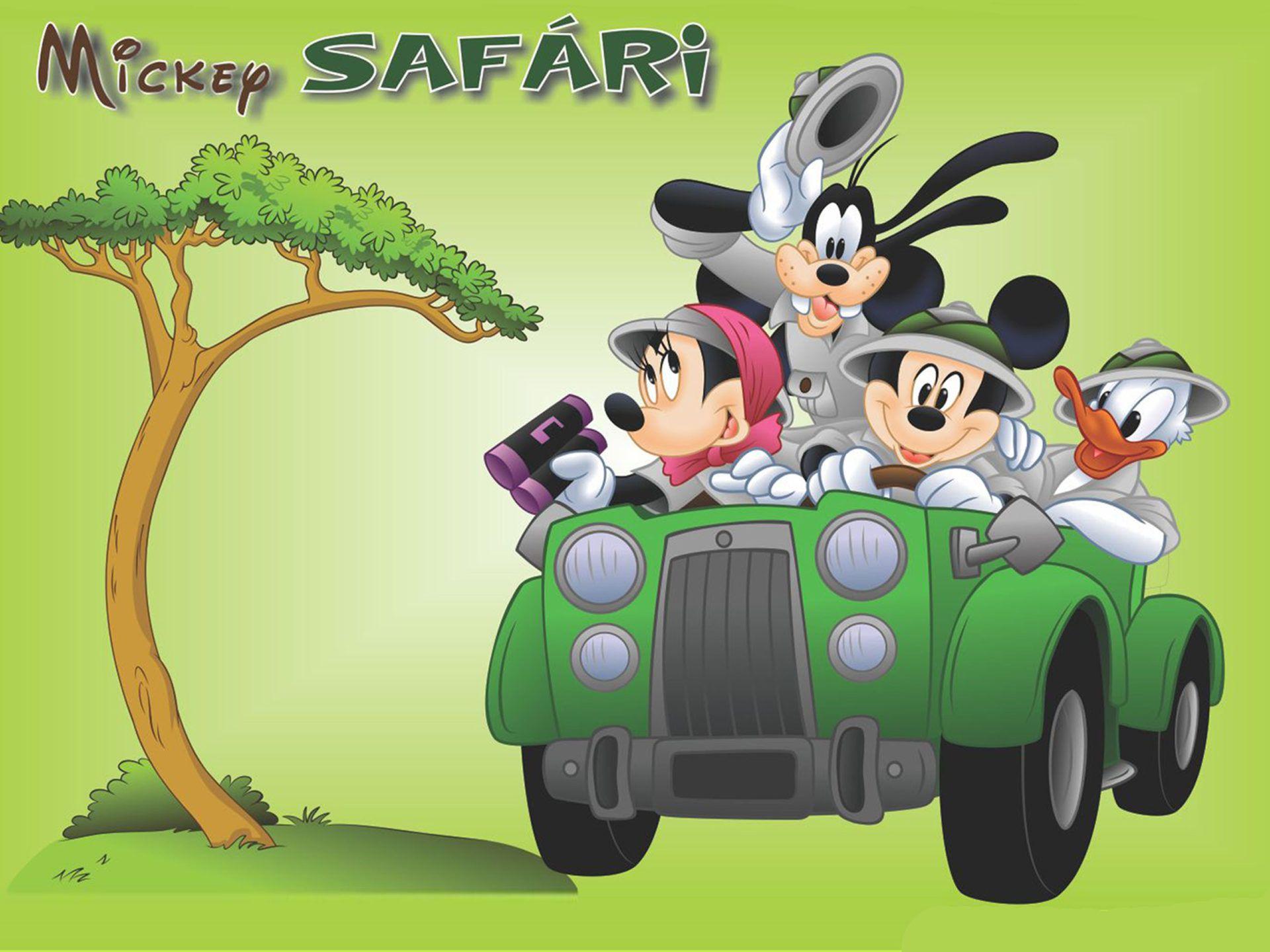 1920x1440 Mickey And Minnie Mouse Donald Duck Goofy Safari Cartoon Wallpaper