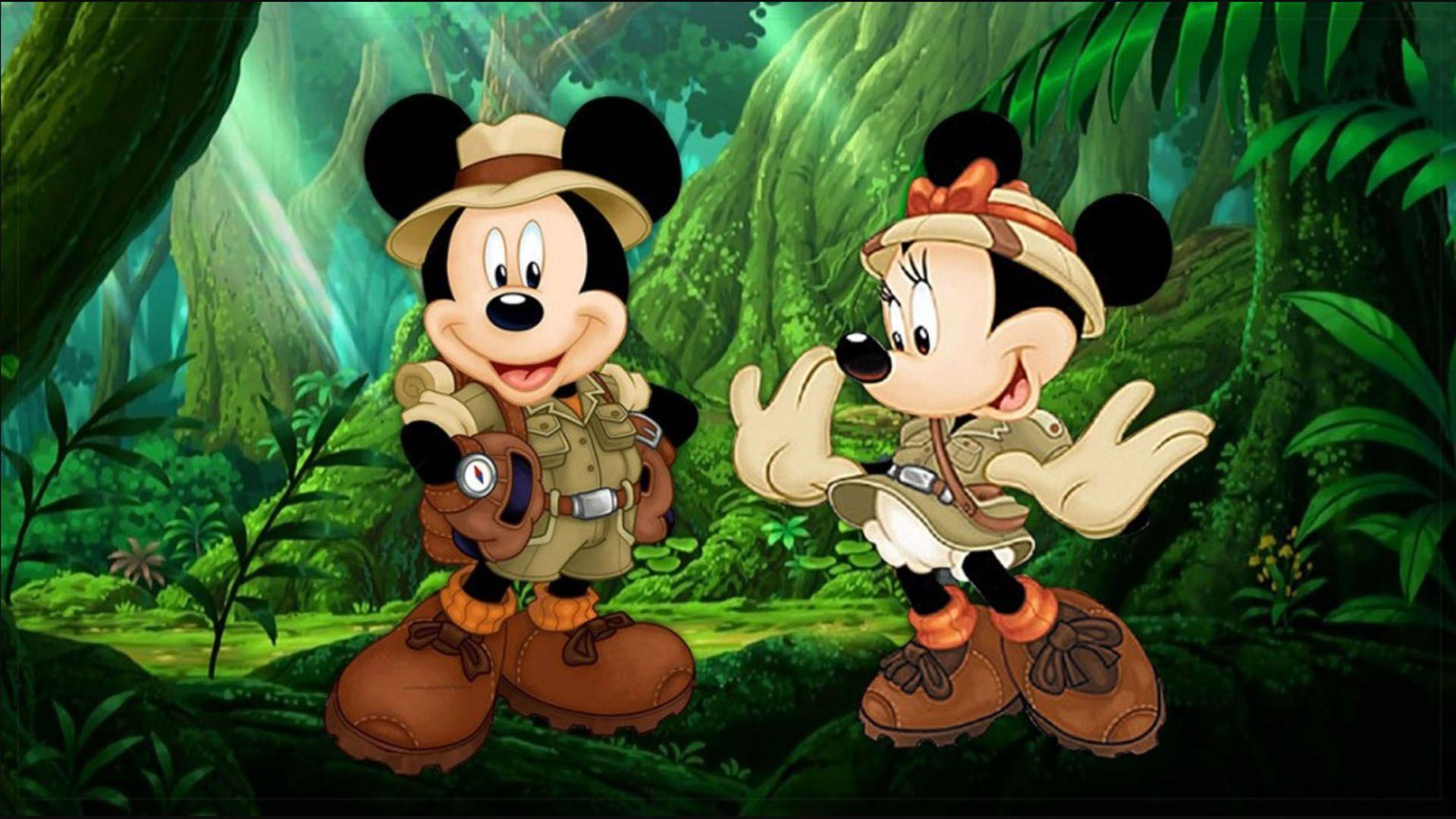 1920x1080 Mickey Maus And Minnie Mouse Cartoon Orientation In Jungle Safari