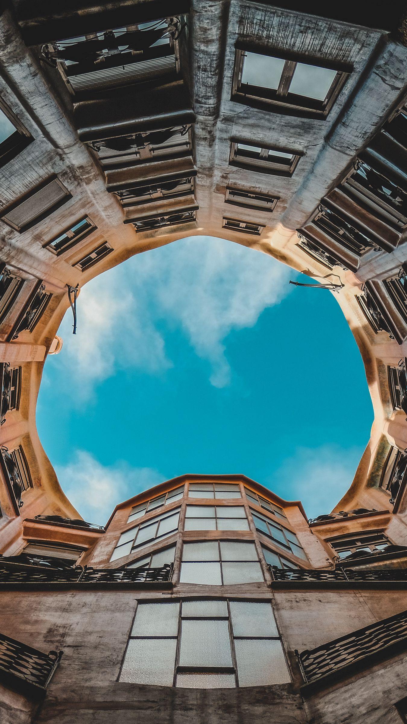 1350x2400 Download wallpaper 1350x2400 building, facade, bottom view, sky