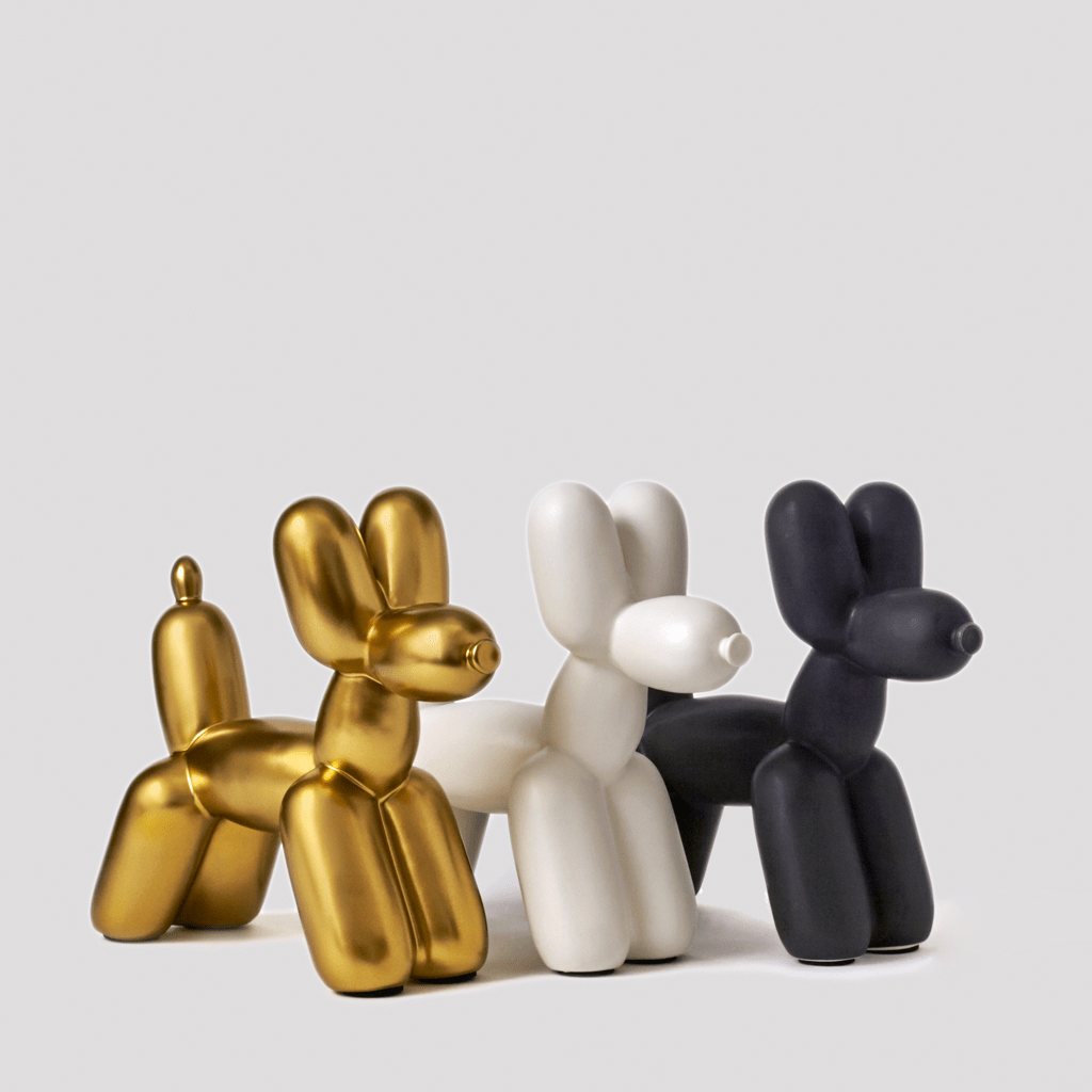 1024x1024 Big Top Ceramic Balloon Dog Bookend in Matte Black