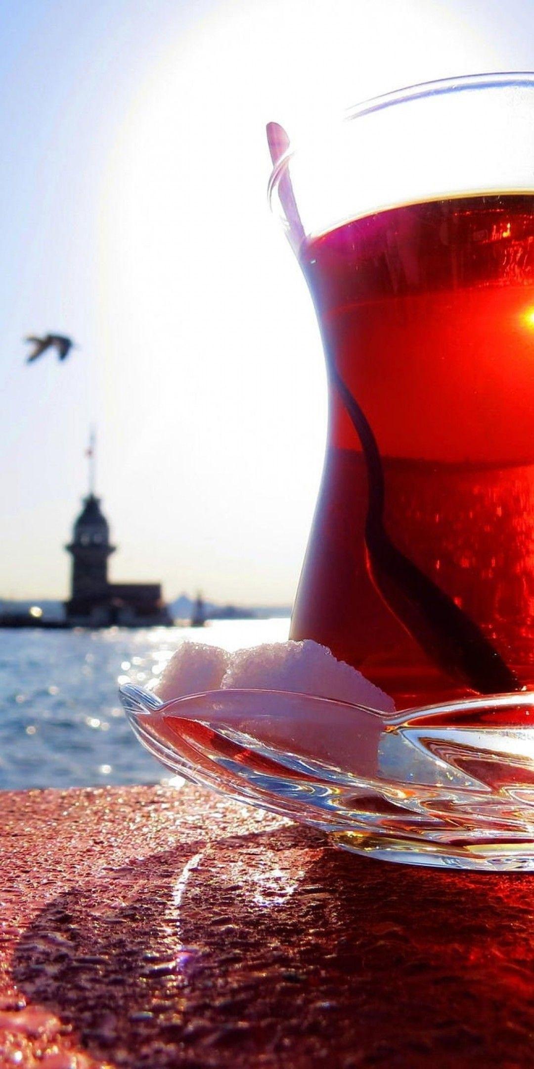 1080x2160 Download 1080x2160 Turkish Tea, Maiden's Tower, Turkey, Drinks