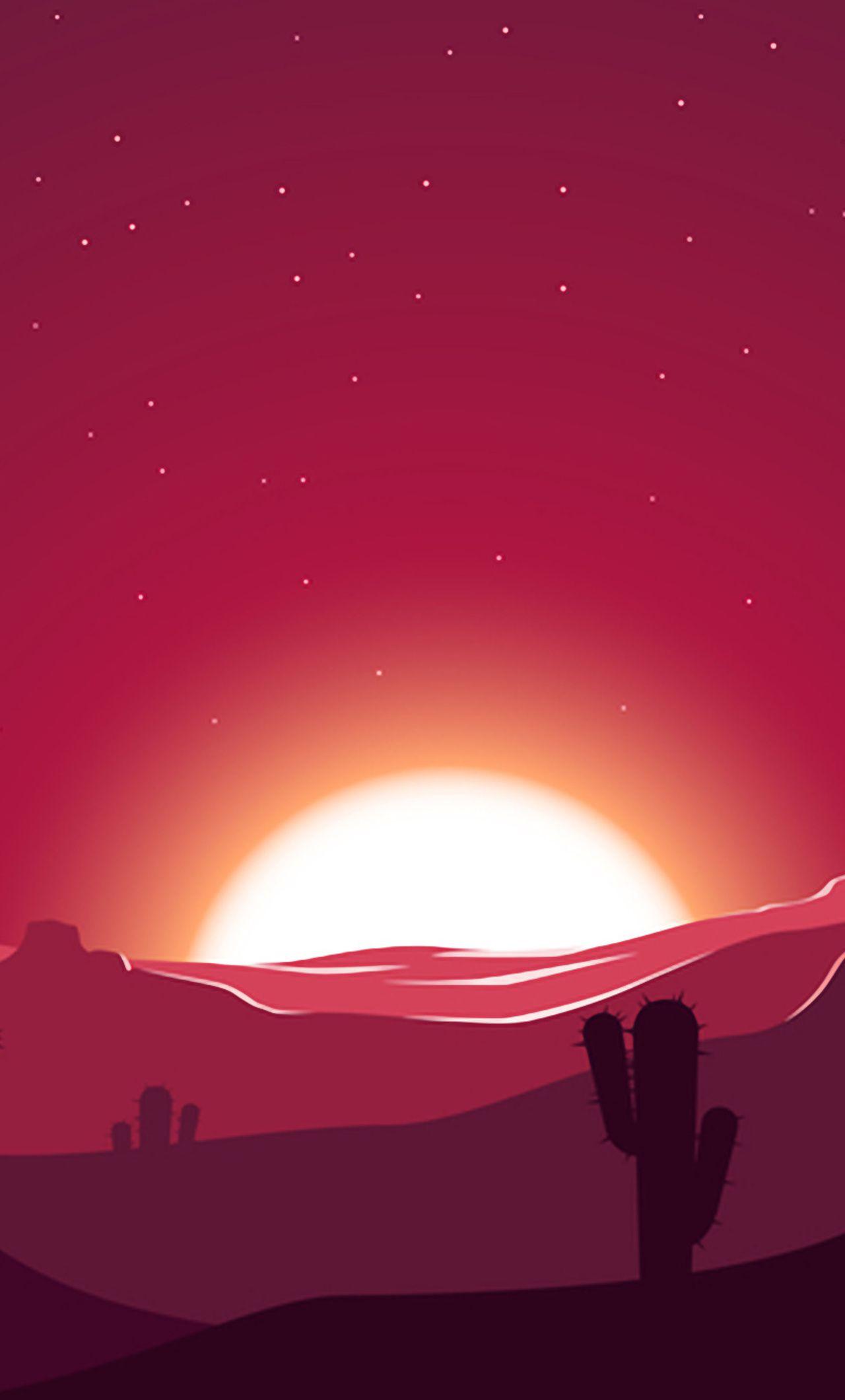 1280x2120 Cactus Sunset Desert Stars Landscape Silhouette iPhone 6
