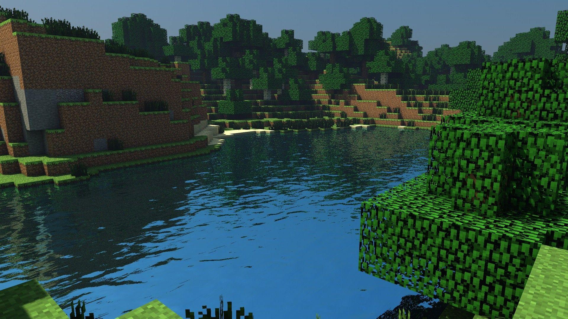 1920x1080 water, Sand, Trees, Forests, Dirt, Minecraft, Cinema, 4d, Tapeta Wallpaper HD / Desktop and Mobile Background