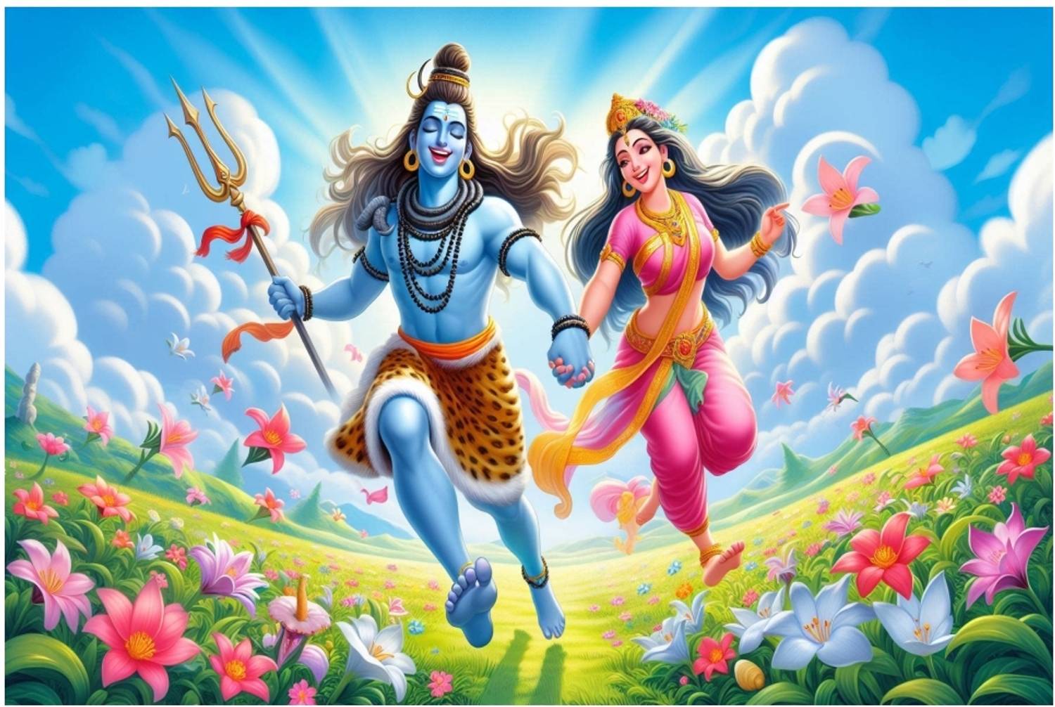 1500x1006 Ordershock 45.72 inch Lord Shiva With Maa Parvati Wall Sticker For Home, Living Room 18x12 Inches Self Adhesive Sticker