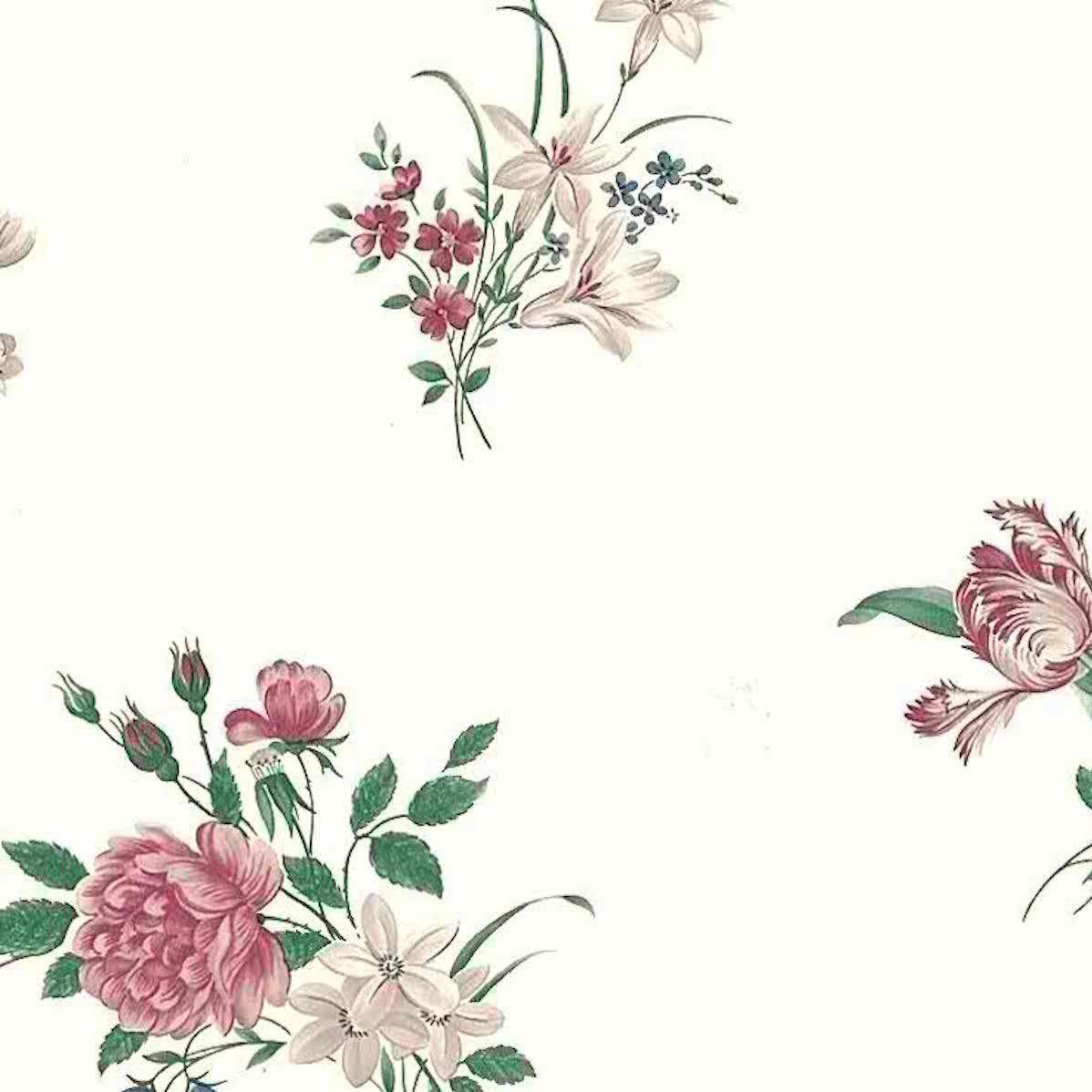1198x1198 Peonies Tulips Vintage Wallpaper Pink Rose Blue Green D Rs