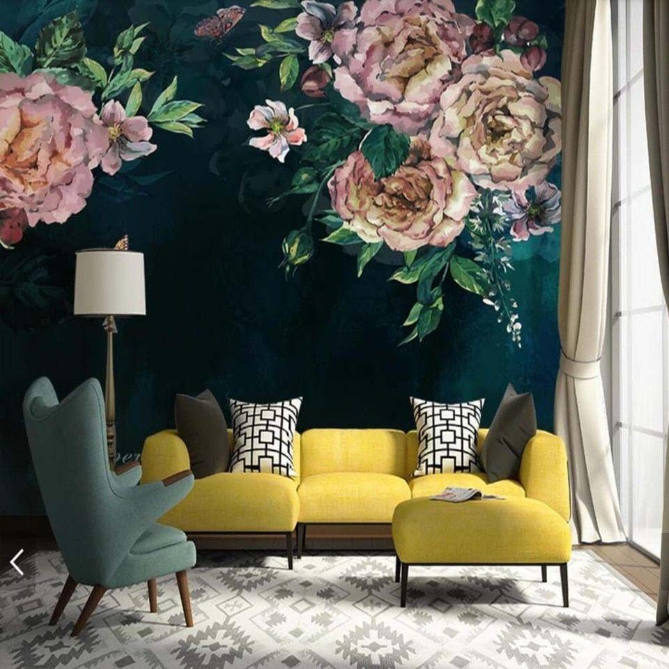 960x960 Vintage Peony Floral Murals Photo Wallpaper Rolls for Living Room