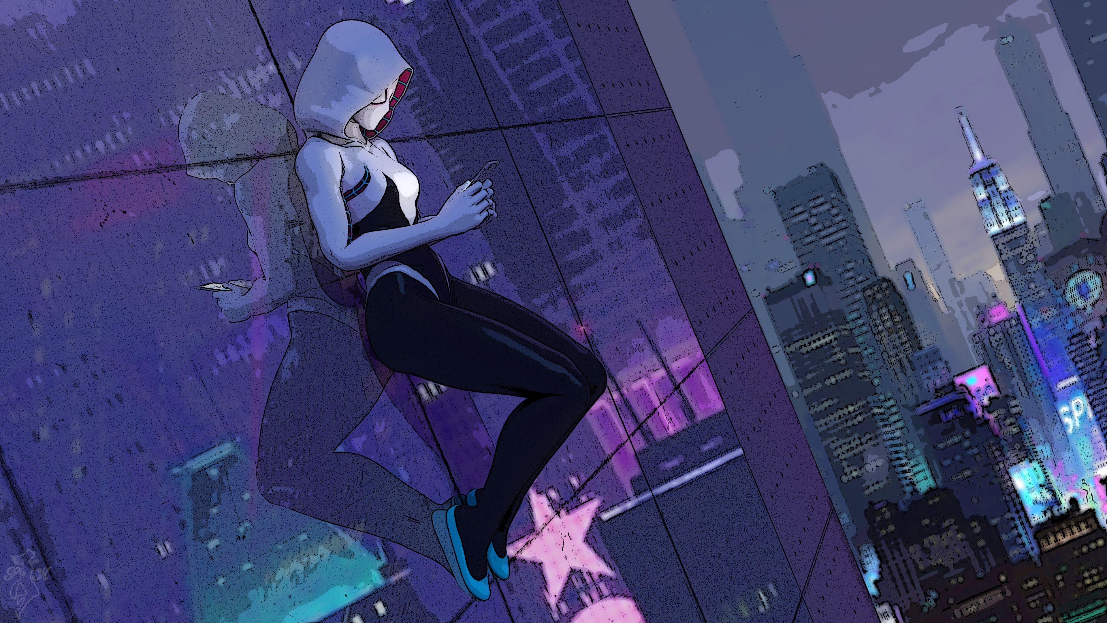 3840x2160 Spider Gwen Texting 4k, HD Superheroes, 4k Wallpaper, Image