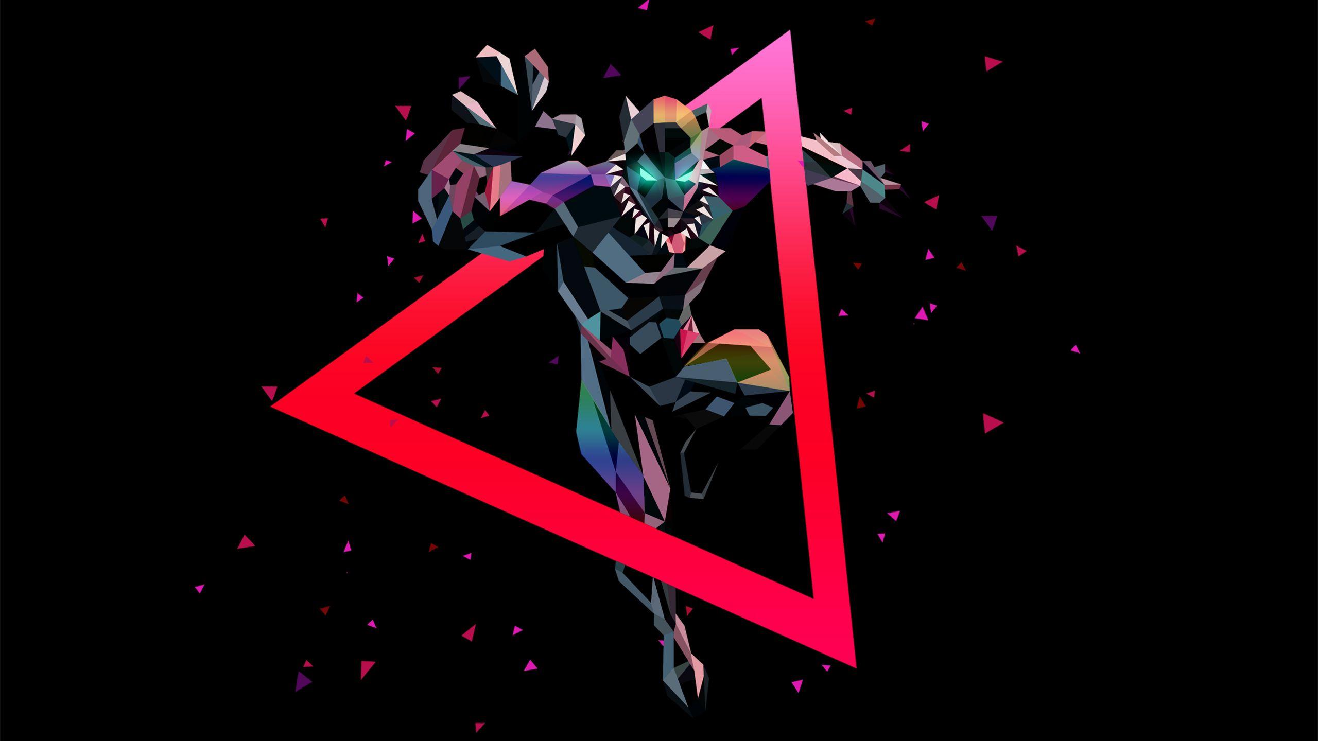 2560x1440 Black Panther Low poly Artwork Wallpaper