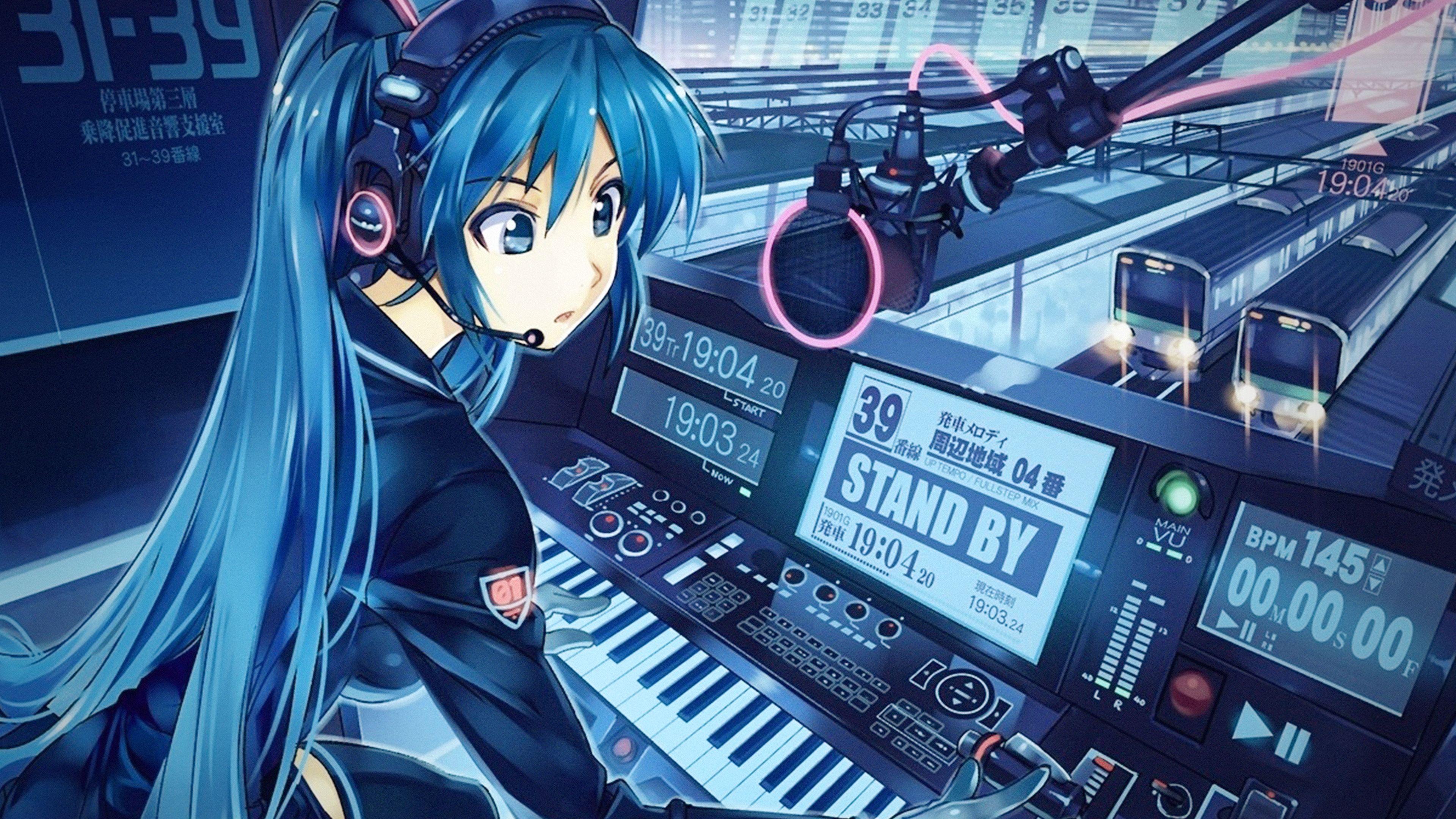 3840x2160 wallpaper for desktop, laptop. hatsune miku anime girl train