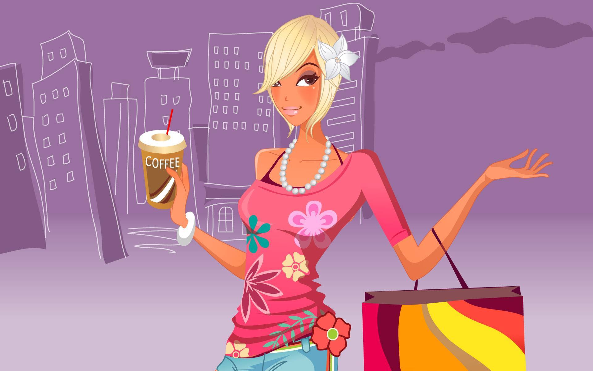 1920x1200 Fashion, girl, shopping, wallpaper, girls