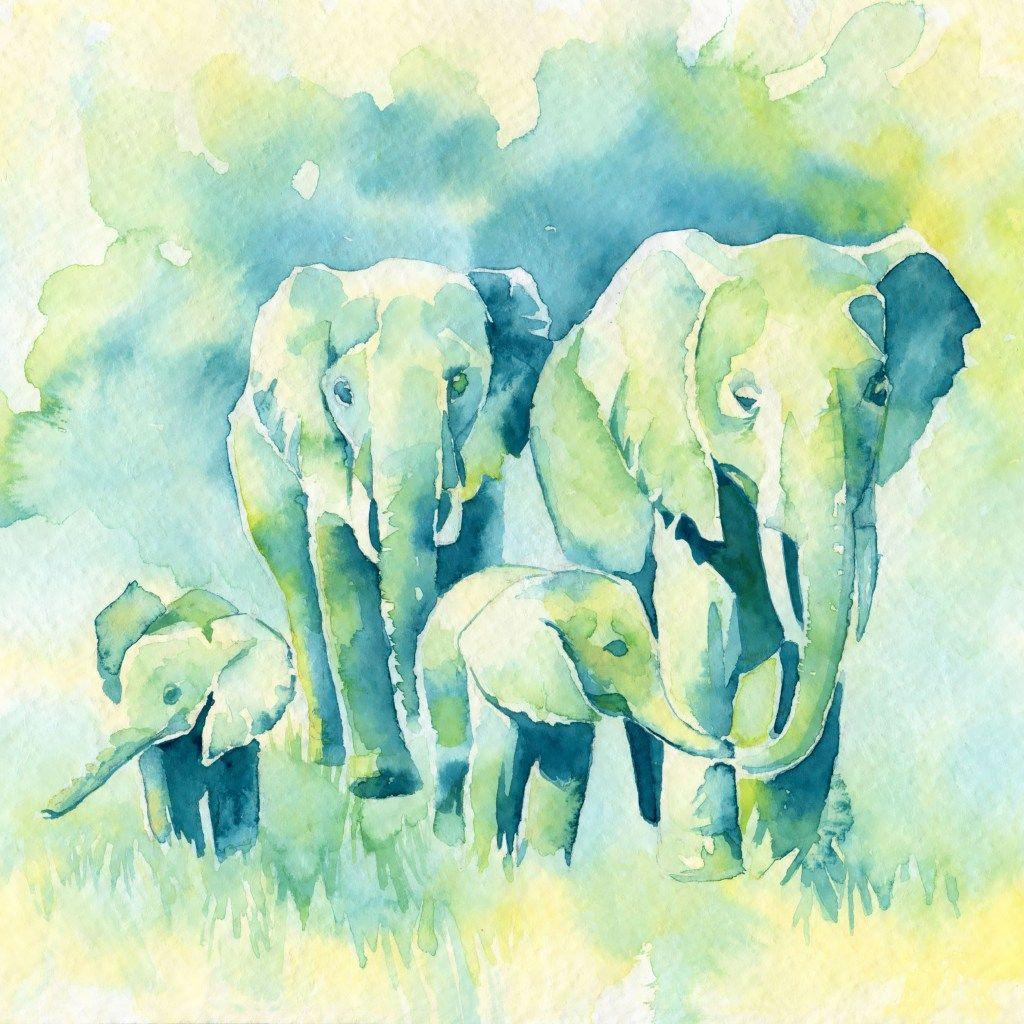 1024x1024 Free Elephant Art Wallpaper For iPhone