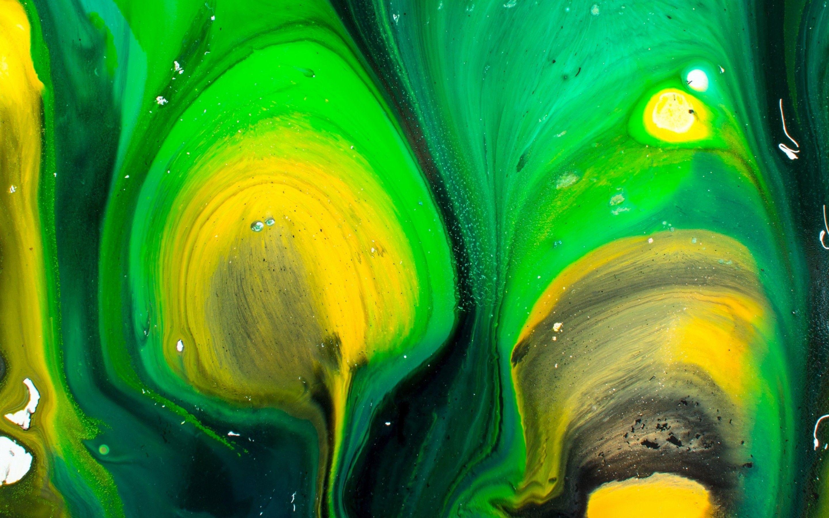 2880x1800 Green and yellow color drips HD Wallpaper 15 Retina Macbook Pro