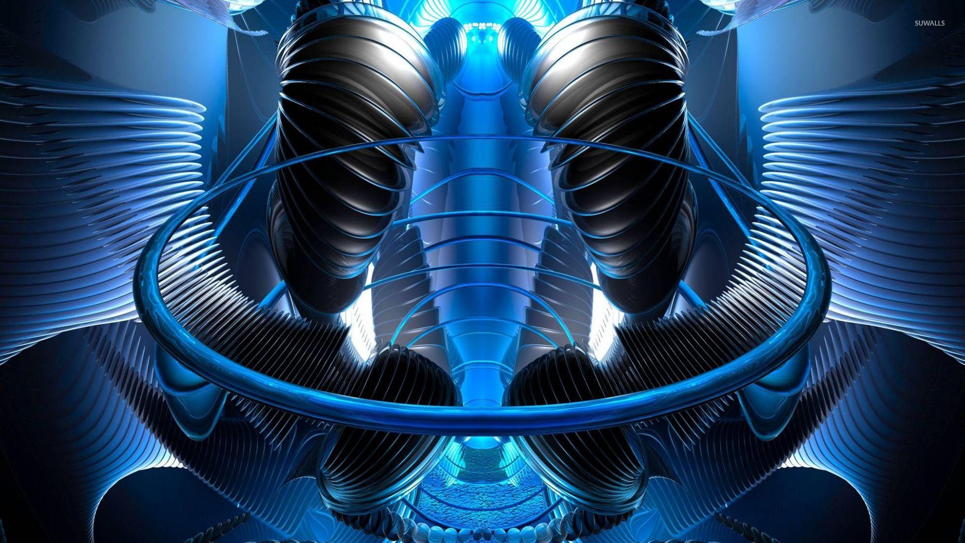 1920x1080 Black tubes and blue circles wallpaper wallpaper