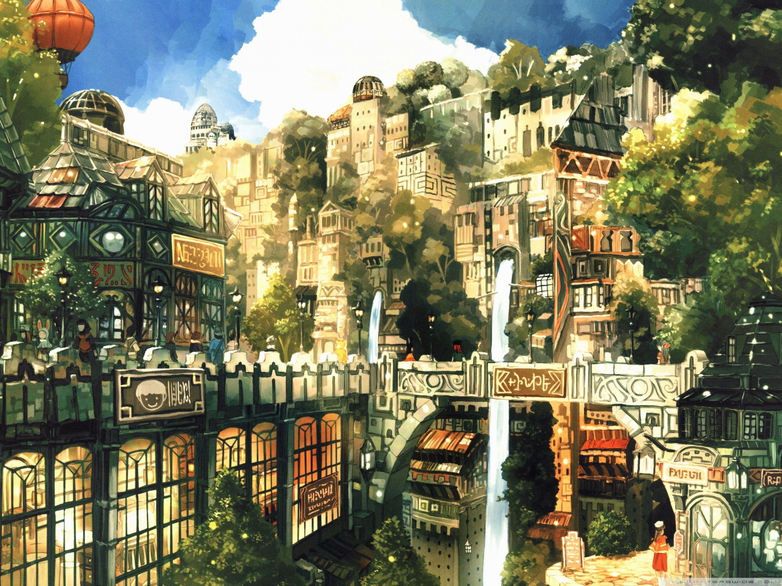 2560x1920 Landscape Anime Painting HD Wallpaper