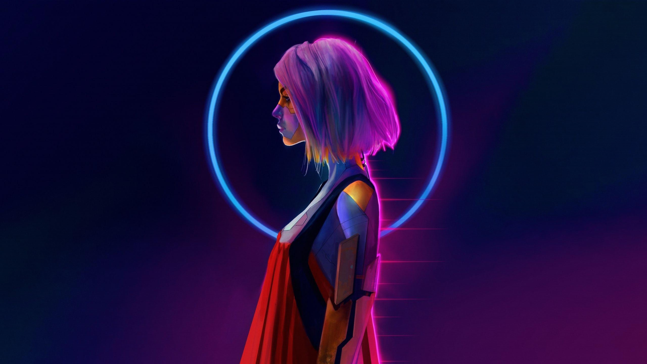 2560x1440 Pink Hair Cyborg Girl 1440P Resolution Wallpaper, HD