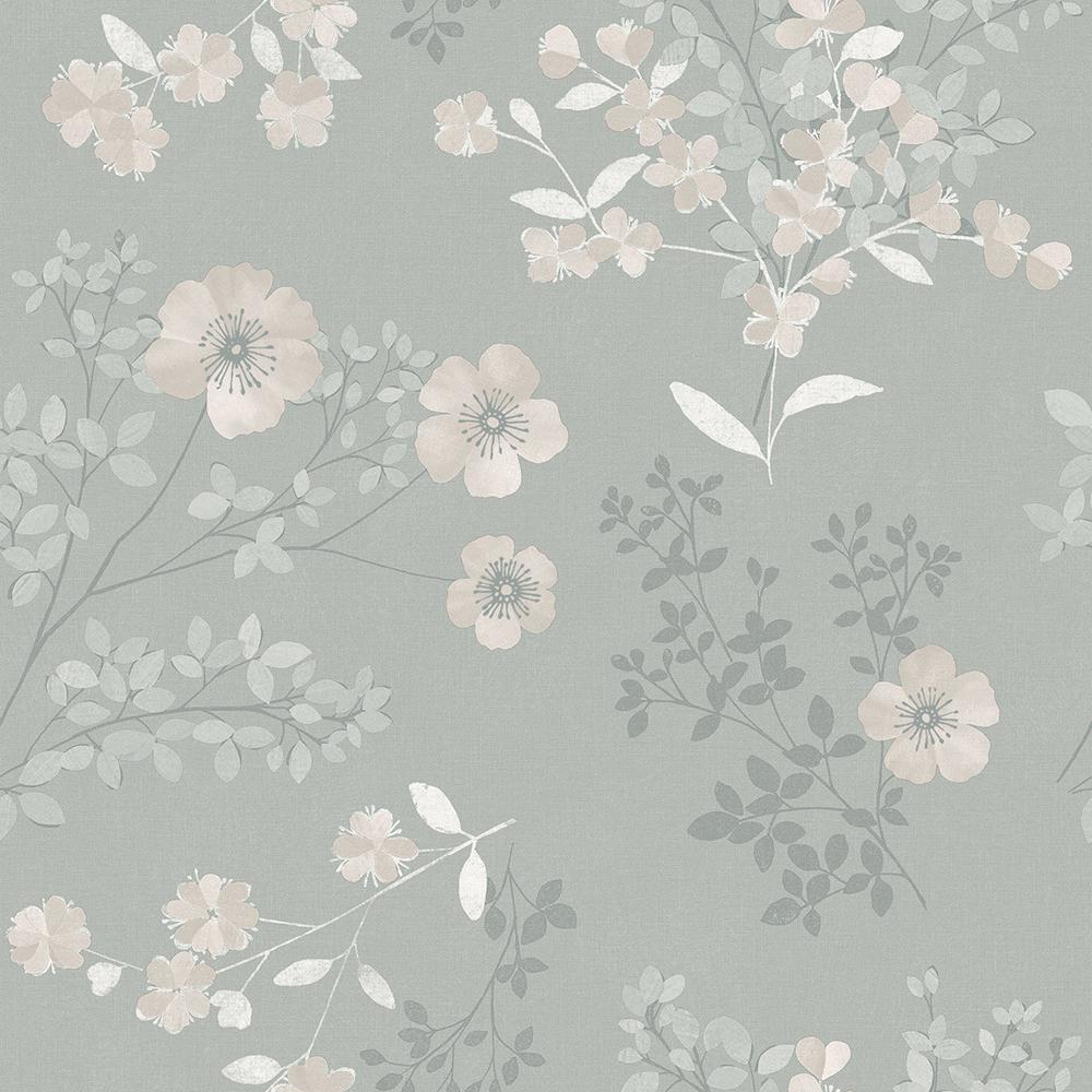 1000x1000 Wall Vision 57.8 sq. ft. Prairie Rose Taupe Floral Wallpaper 2827