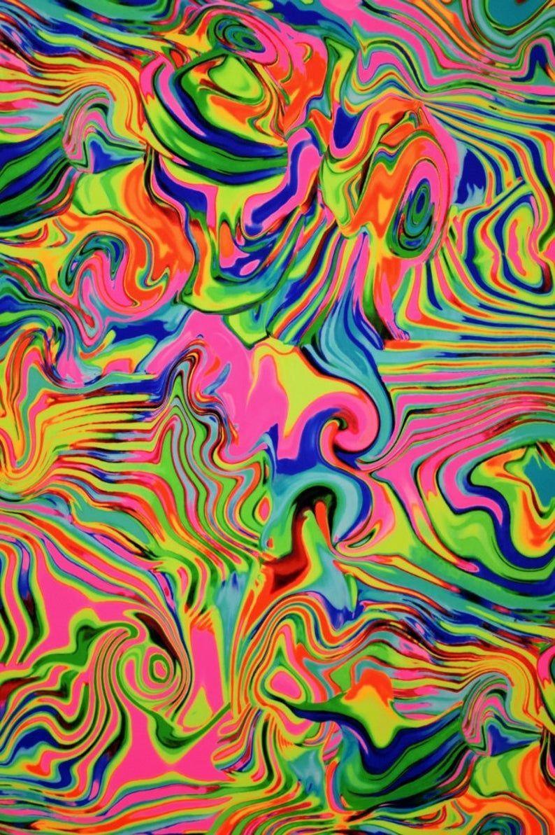 794x1193 UV NEON Flux Print Spandex Fabric Four Way Stretch By the Yard