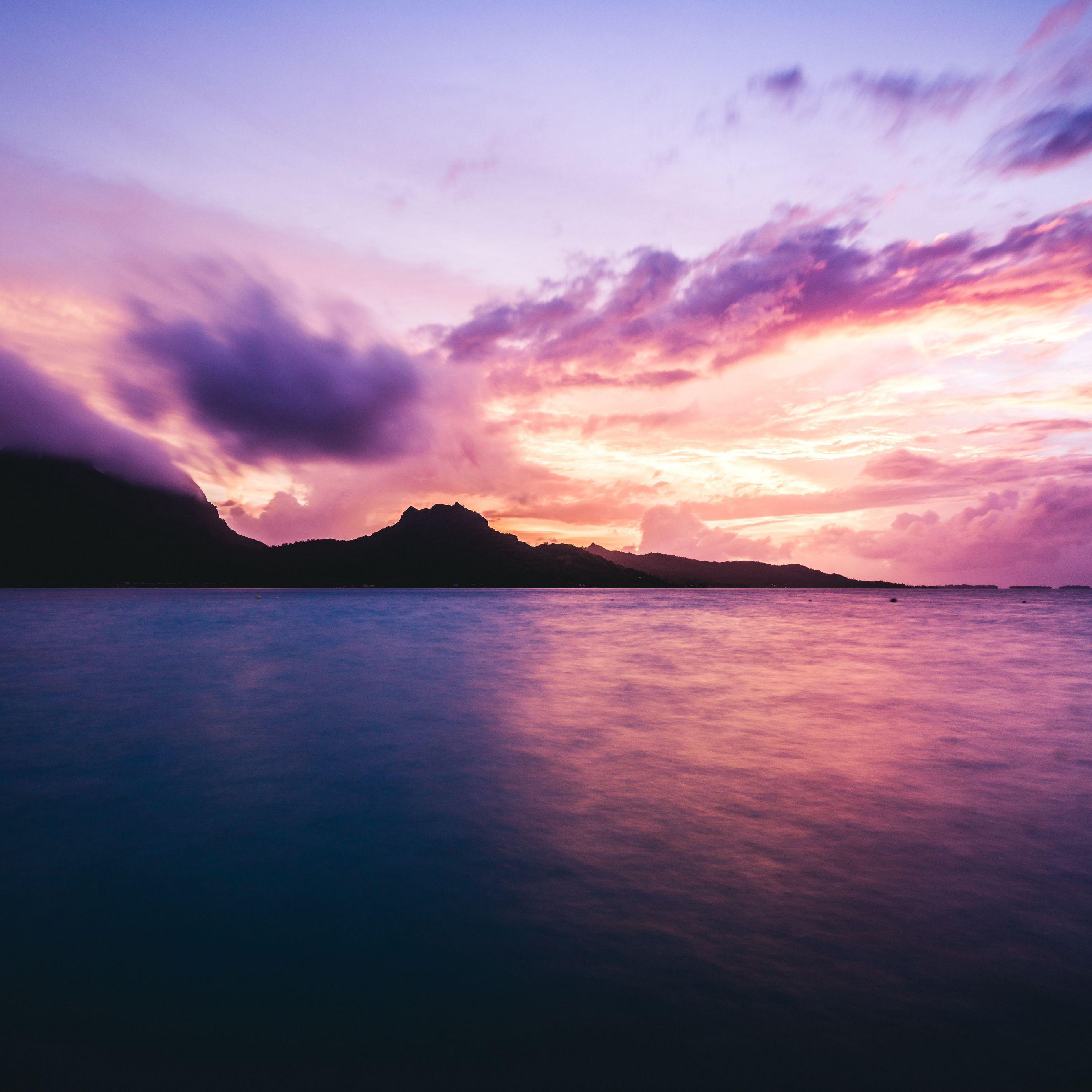 2780x2780 Download wallpaper 2780x2780 ocean, rocks, clouds, bora bora