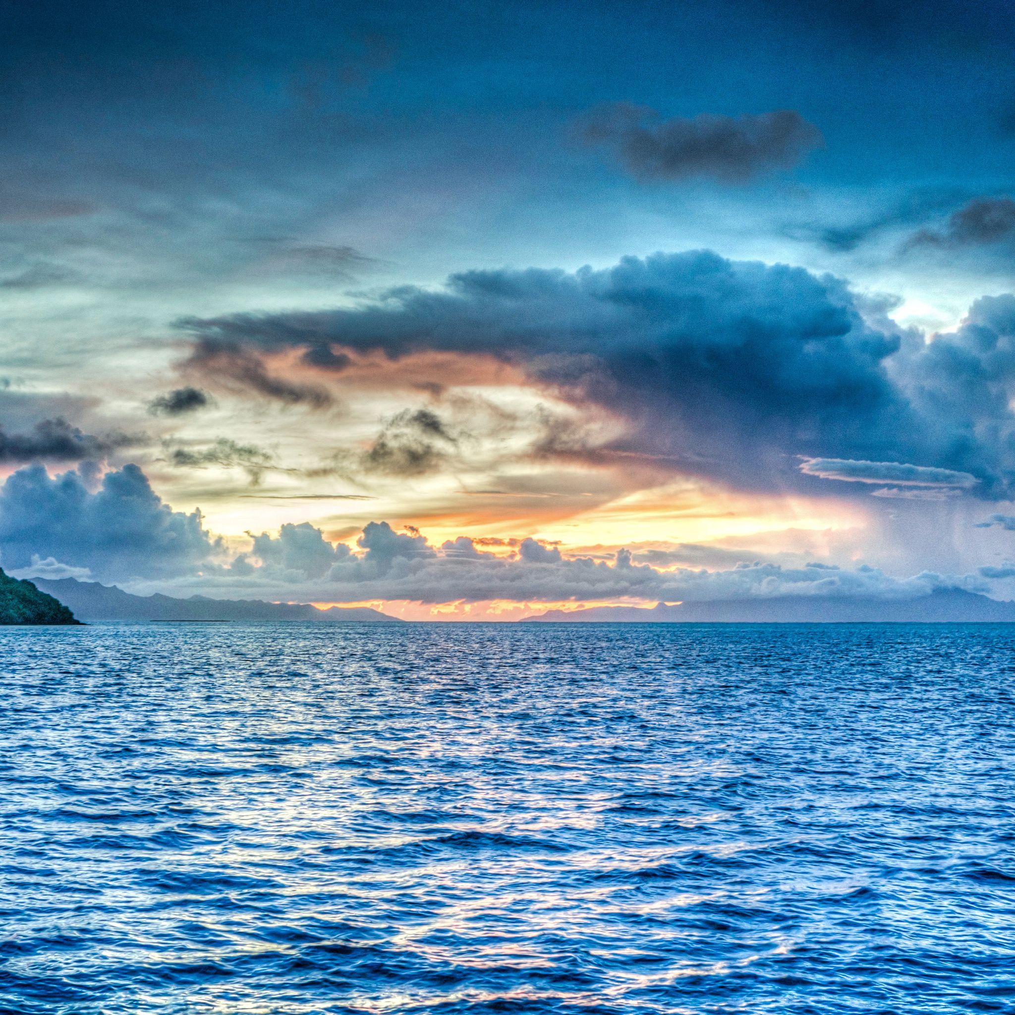 2048x2048 Bora Bora French Polynesia Sunset Ocean Pacific iPad Air