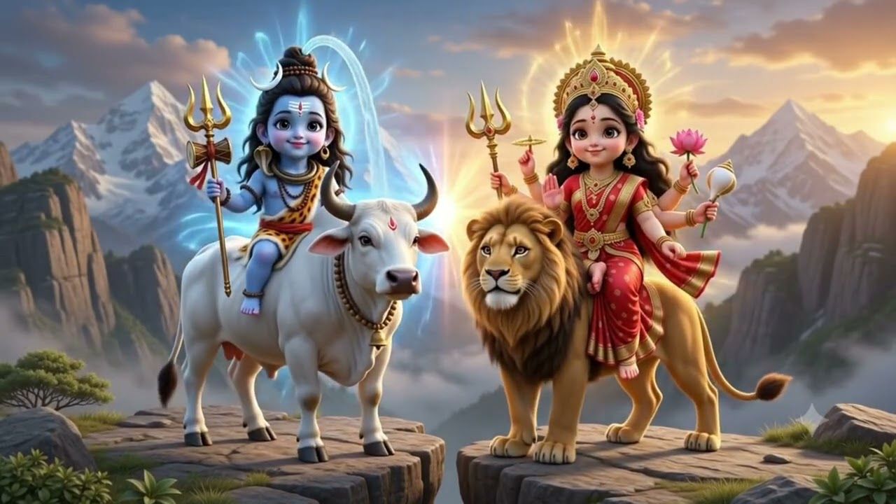 1280x720 Lord Shiva & Maa Durga ❤️ Divine AI Animation in 4K. Har Har Mahadev. Jai Mata Di
