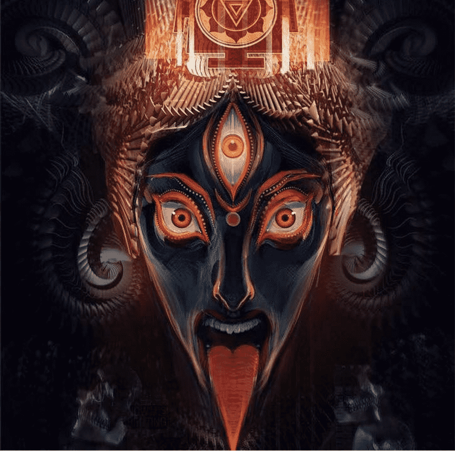 900x891 Black, red, and brown face painting, Shiva Kali Art Hinduism Goddess, Durga Maa, cg Artwork, fictional Character png