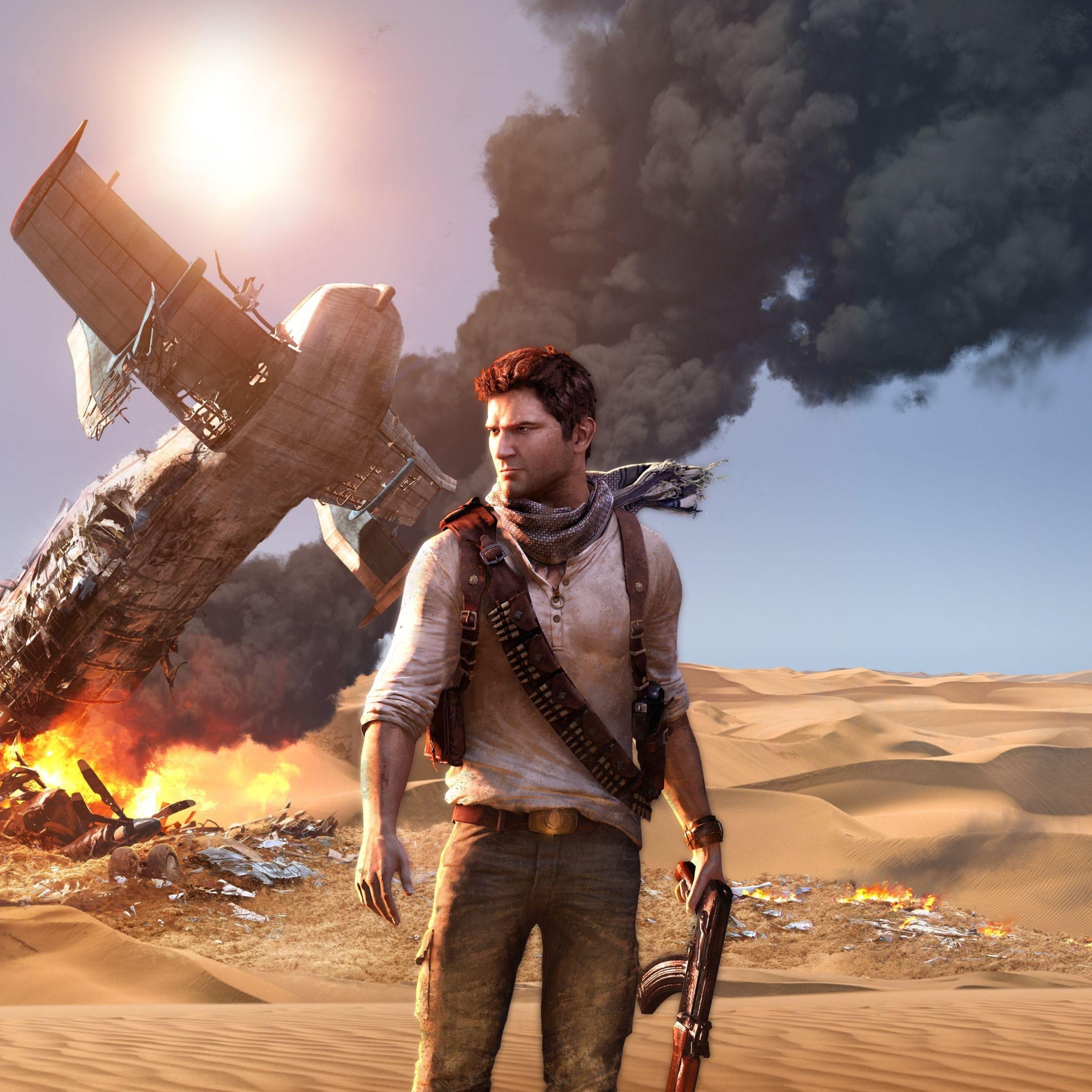 2248x2248 Download 2248x2248 wallpaper uncharted, main in desert, video game