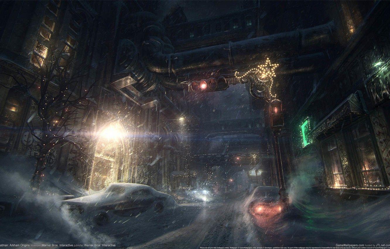 1332x850 Wallpaper snow, machine, the city, the game, Batman, game
