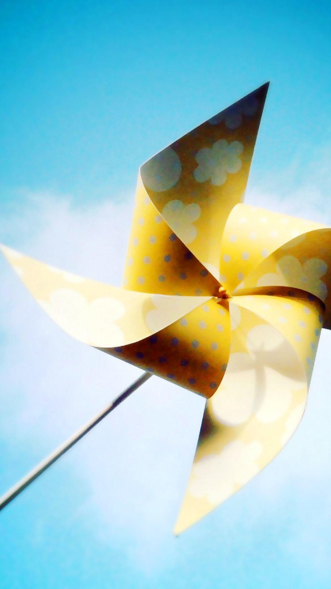 1080x1920 Yellow Pinwheel Macro White Flowers Summer iPhone 8 Wallpaper