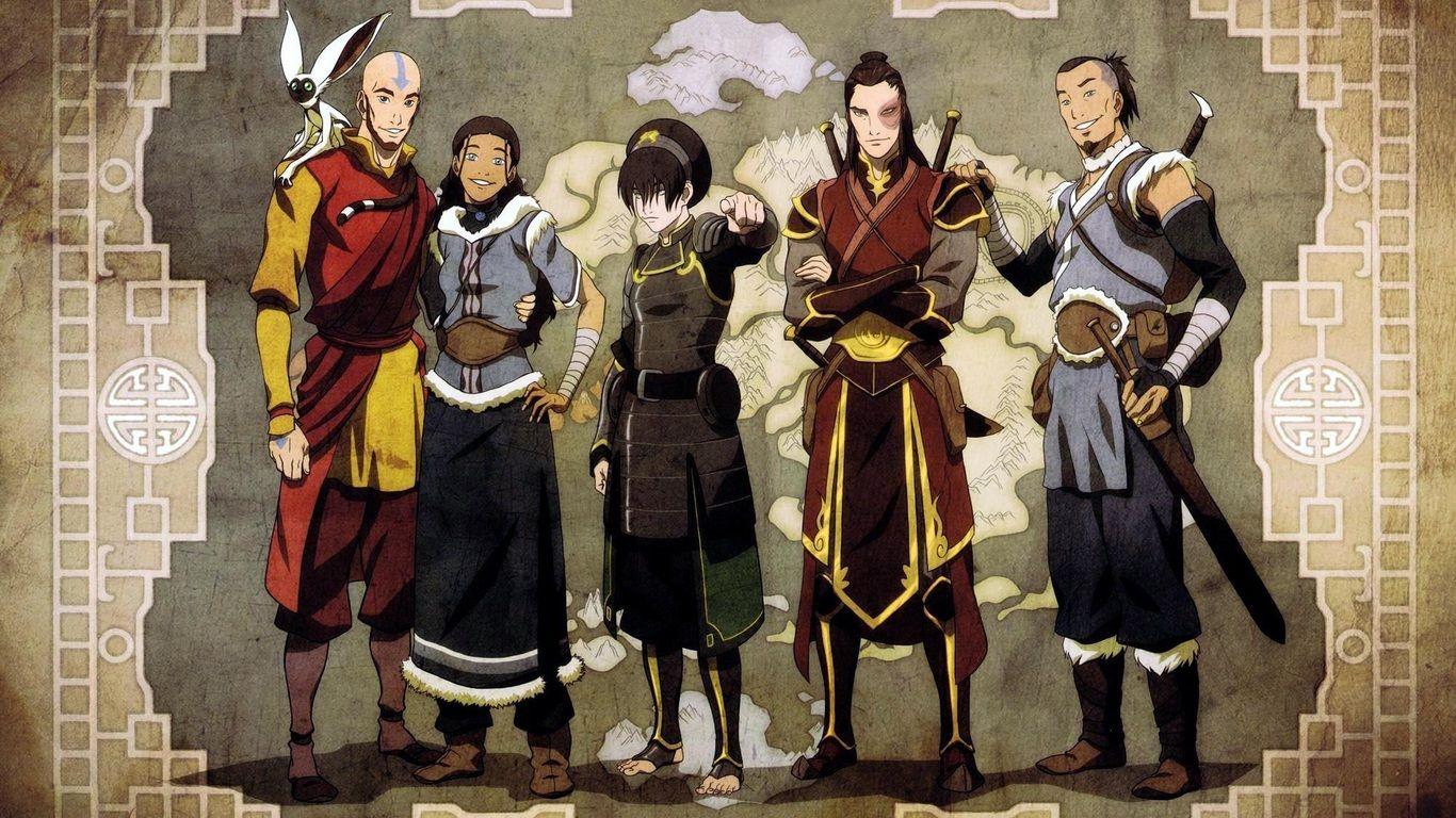 1366x768 the legend of korra, avatar, aang, zuko, juice, qatar