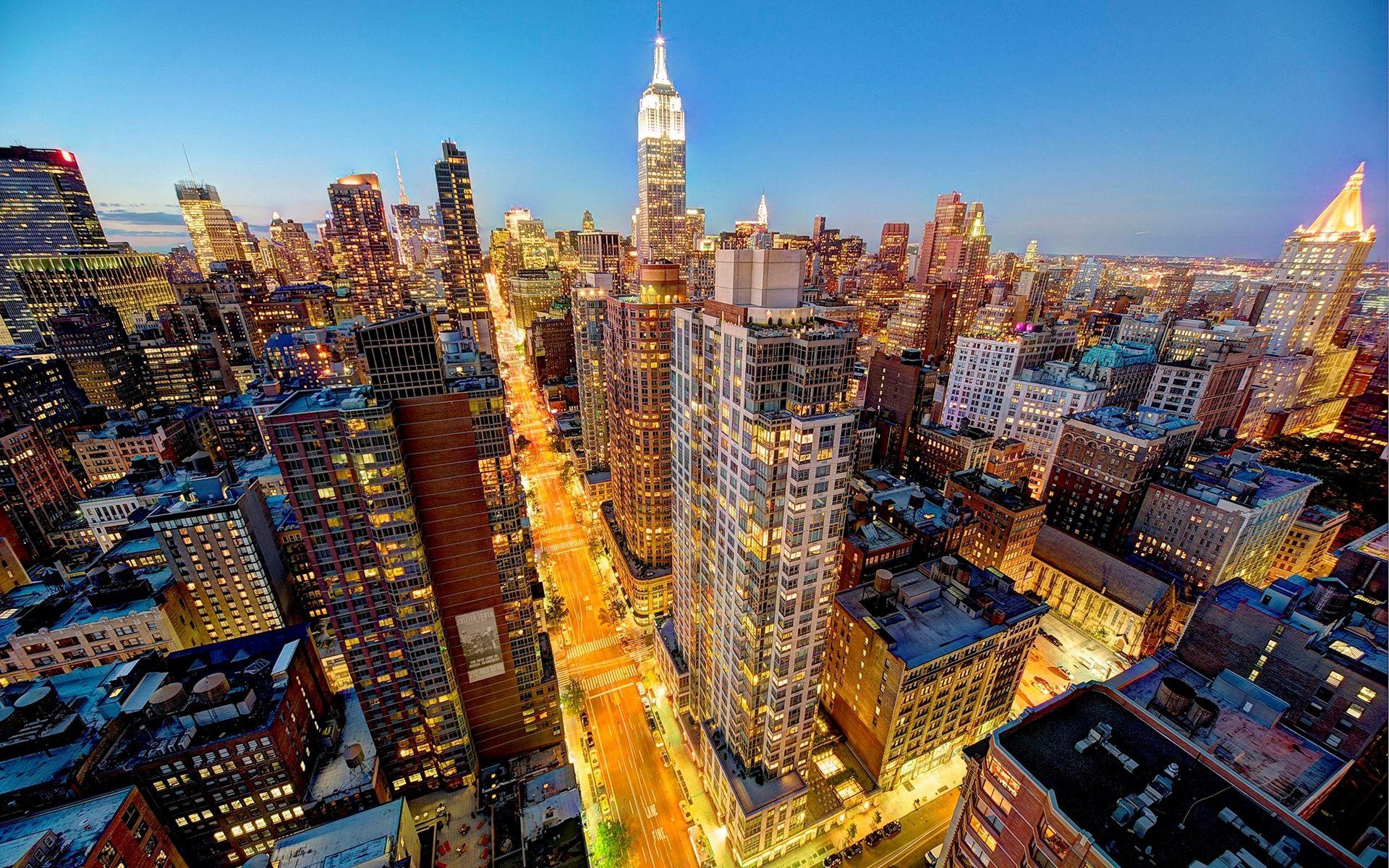 1920x1200 Empire State Building in New York, city night HD wallpaper