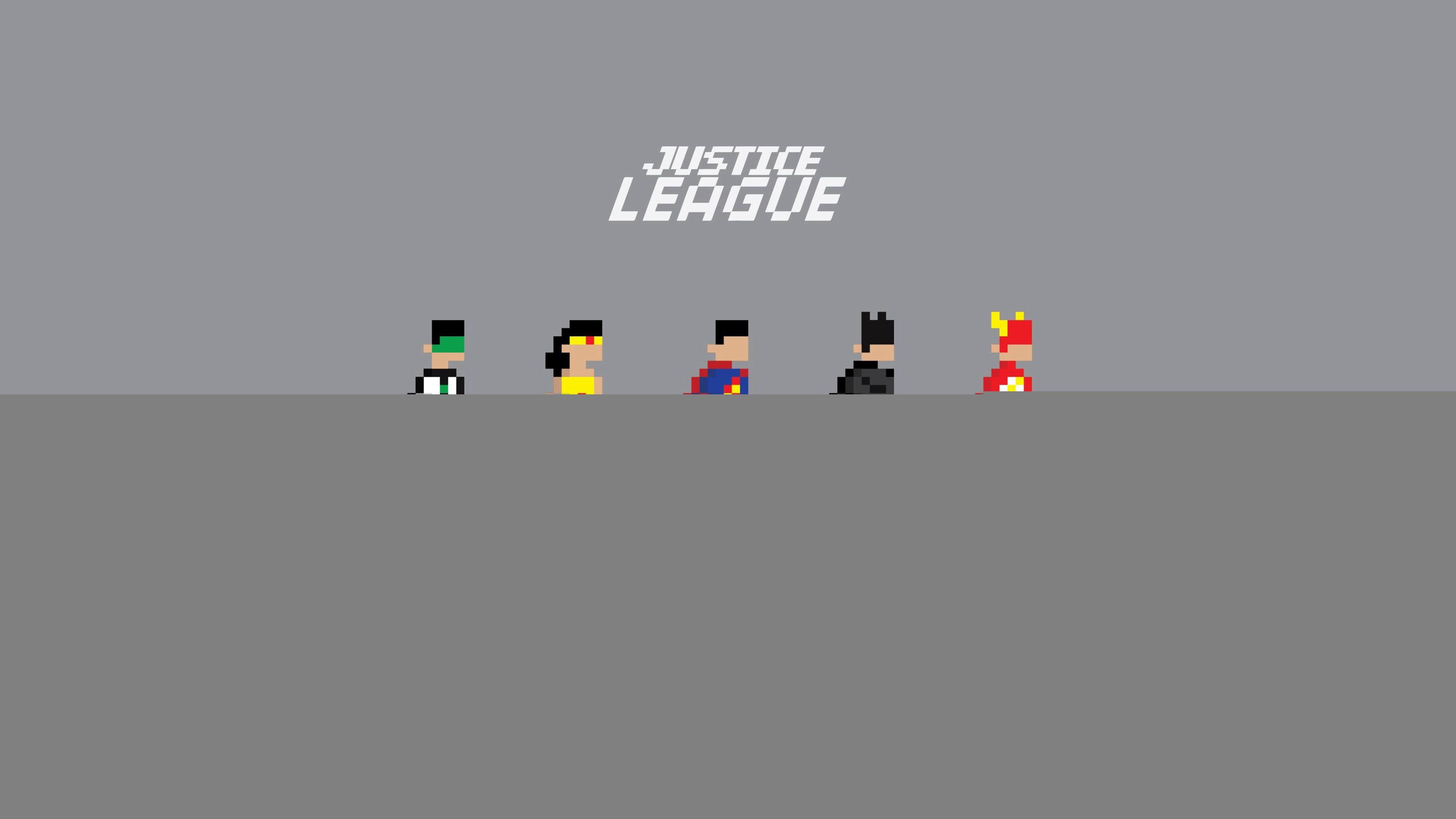 3840x2160 Desktop Wallpaper Justice League, 8 Bit, Pixel Art, Minimal, HD