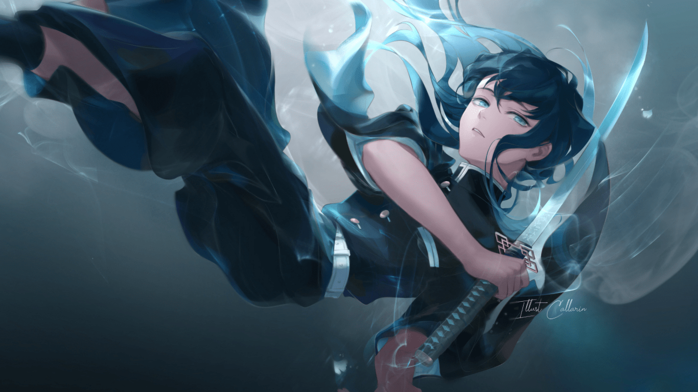 1366x768 Download 1366x768 Muichiro Tokito, Demon Slayer, Kimetsu No Yaiba