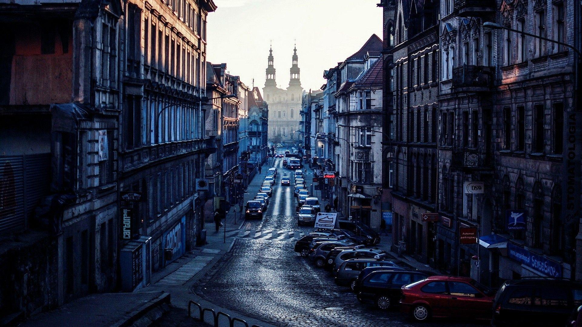 1920x1080 Dark street in Poland [1920 x 1080]. Poznan, Background image