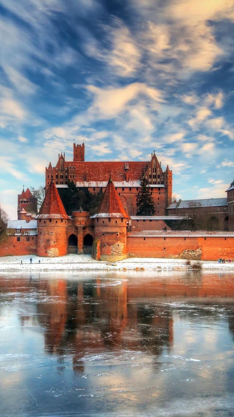 750x1334 Malbork Castle Poland Frozen Lake iPhone 6 Wallpaper HD