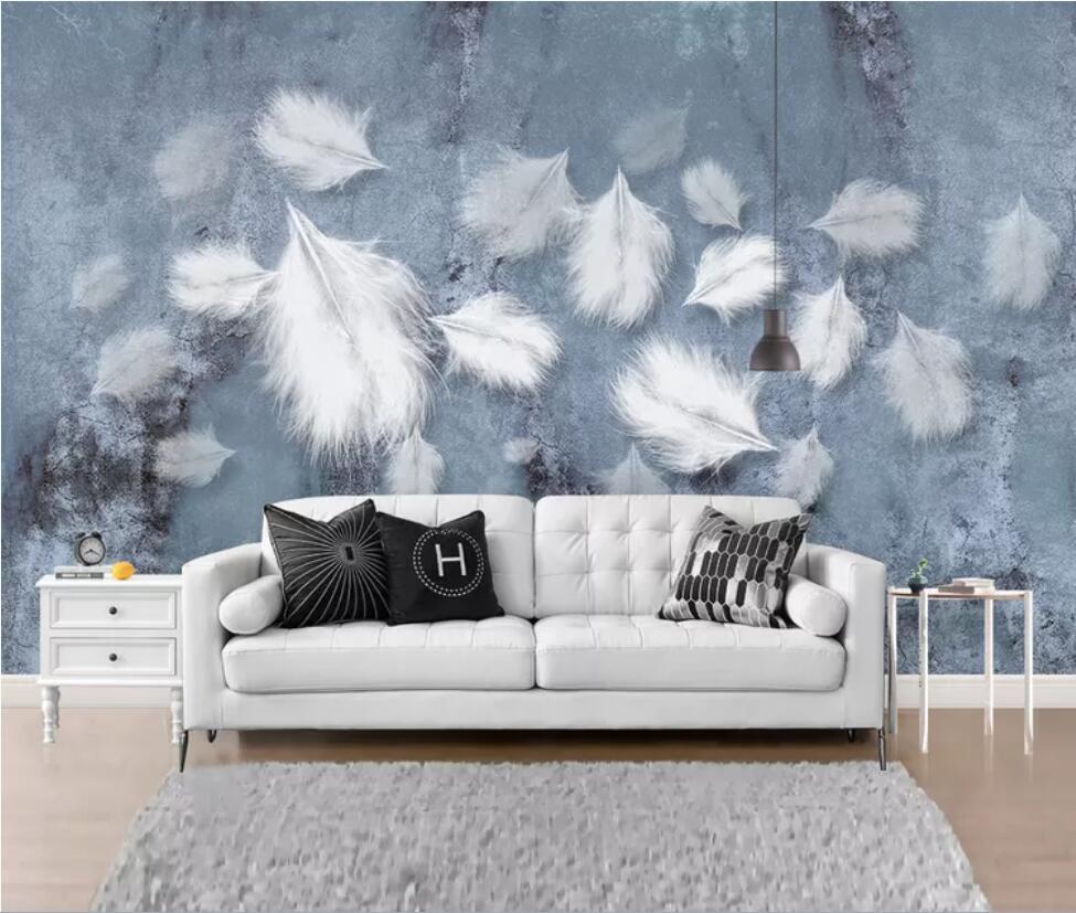 975x827 Nordic modern simple aesthetic white feather texture art