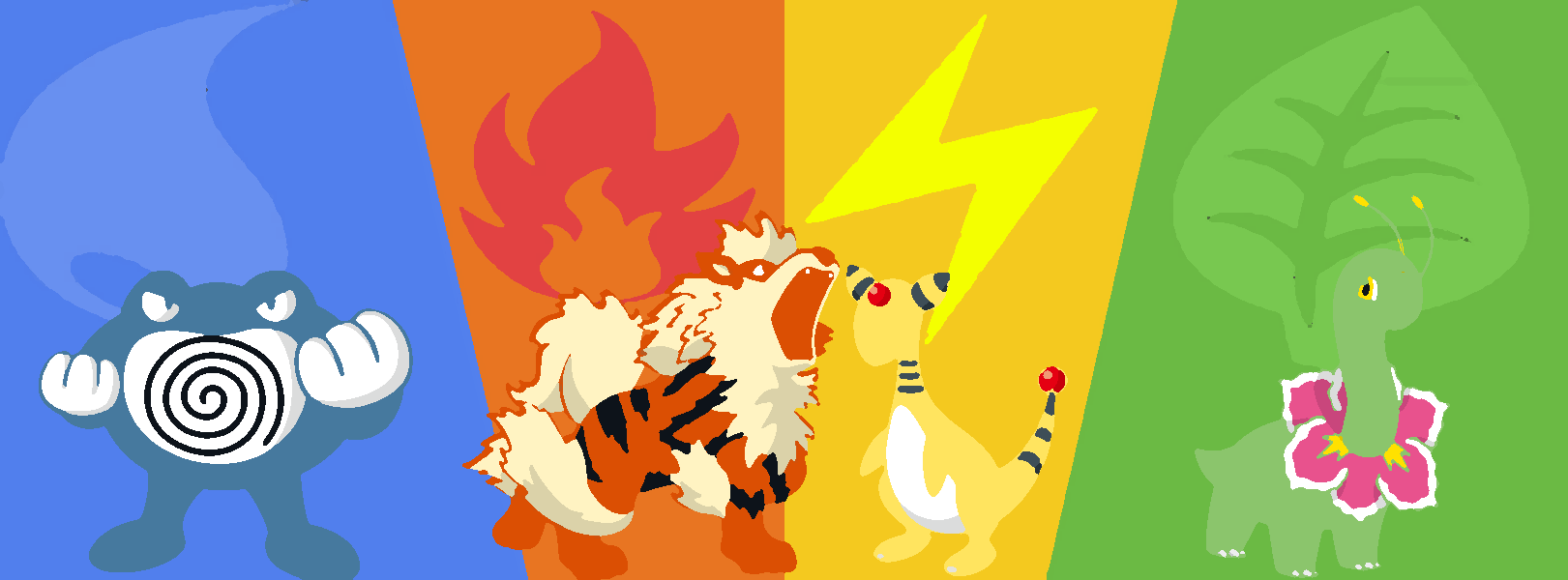 1621x600 Free download Poliwrath Archanine Ampharos Meganium