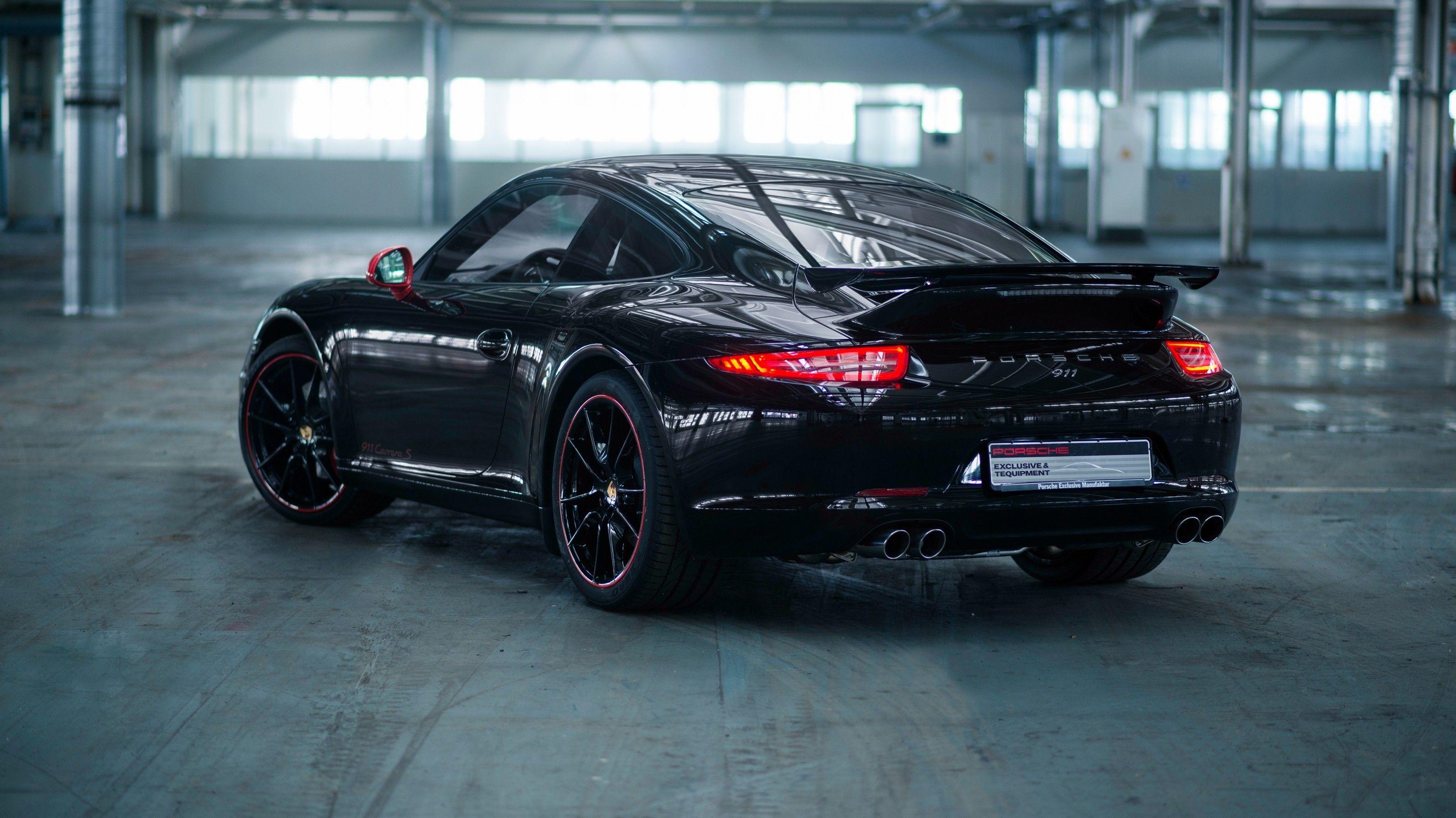 3200x1800 Download 3200x1800 Porsche 911 Carrera, Back View, Black, Cars