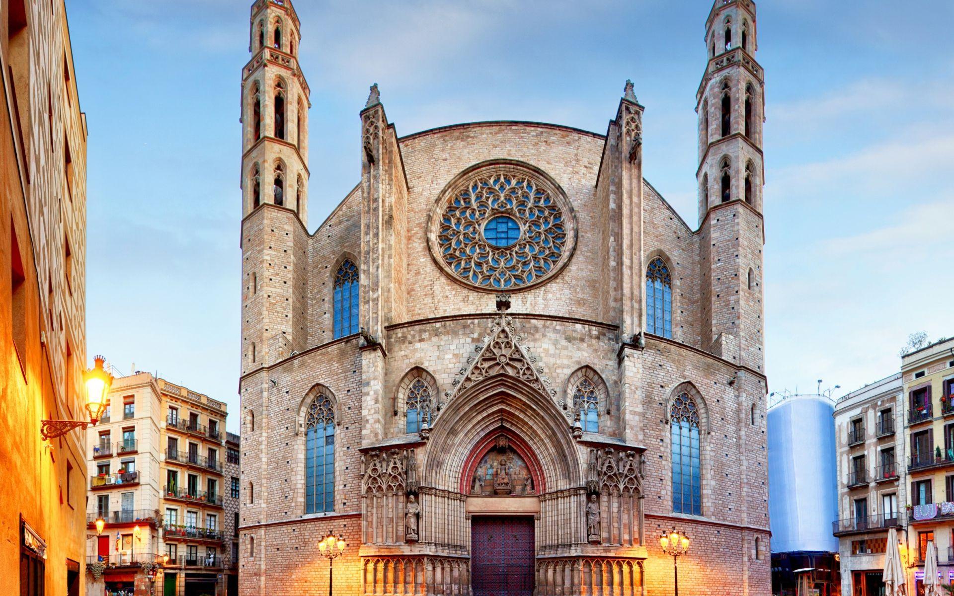 1920x1200 Ancient church of Santa Maria del Mar, Barcelona. Spain Desktop wallpaper 1920x1200