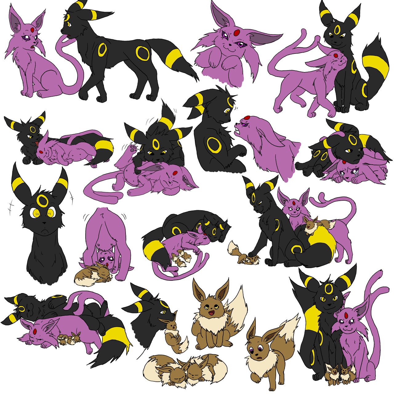 1280x1280 Dusk and Fawn: Umbreon and Espeon
