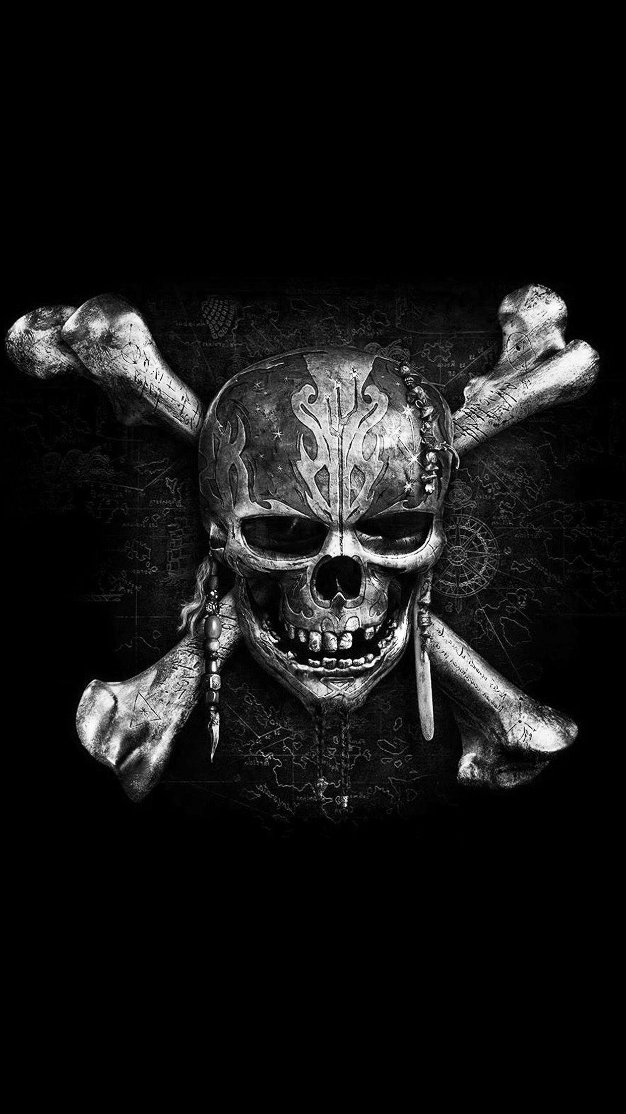 1242x2208 Pirates Dark Skull Art Illustration Bw Wallpaper