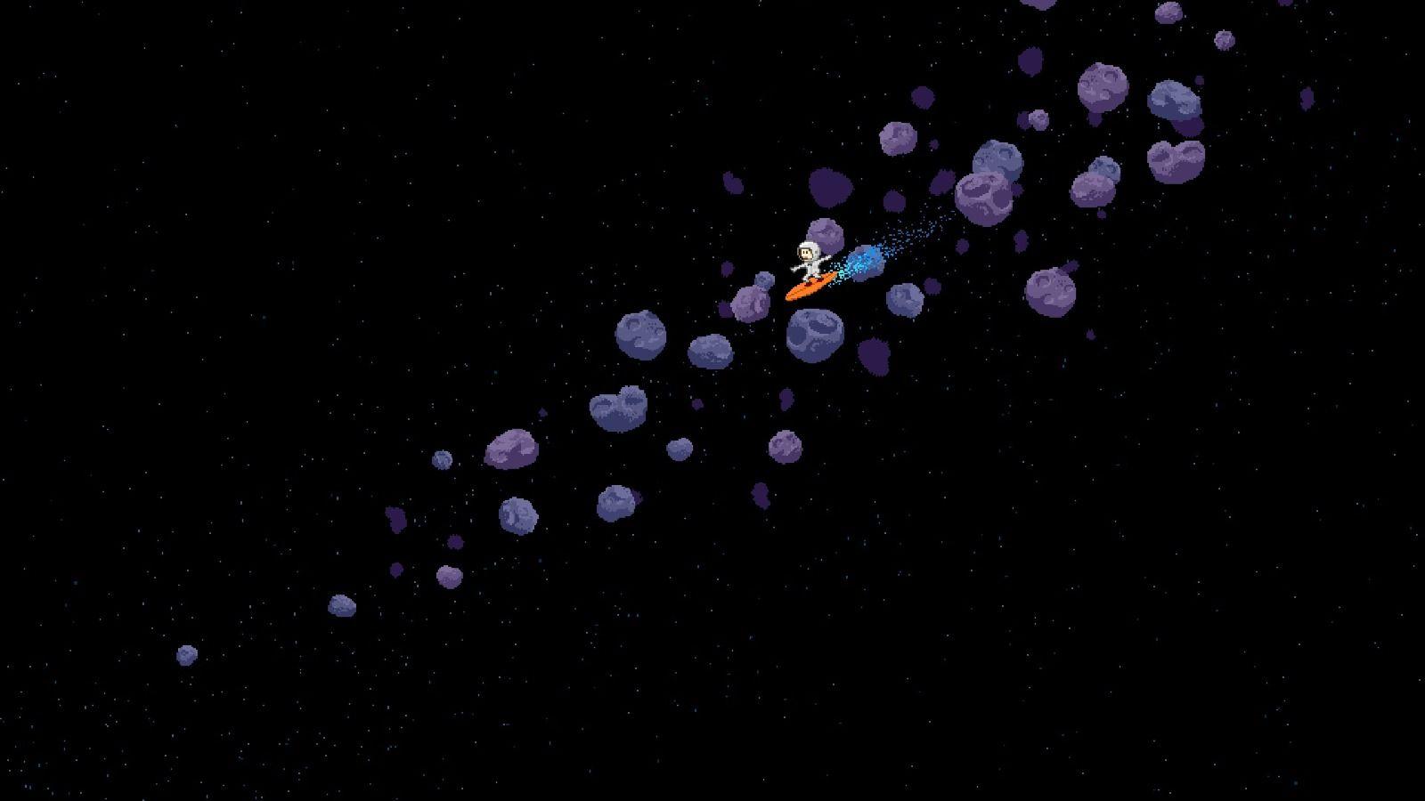1600x900 Skiing In Space Pixel Art 1600x900 Resolution Wallpaper