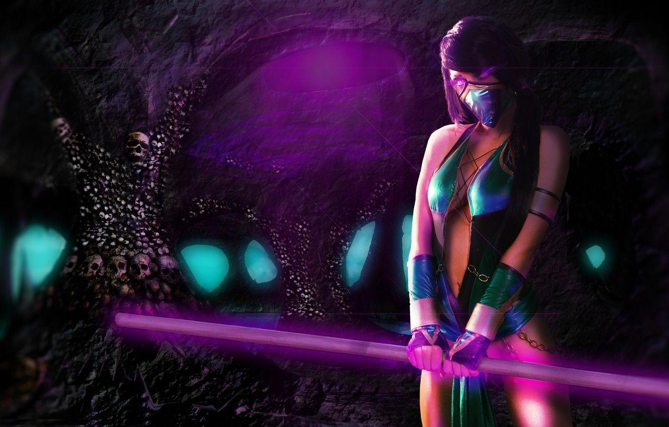 1332x850 Wallpaper look, girl, weapons, the game, art, skull, Mortal Kombat, Jade image for desktop, section игры
