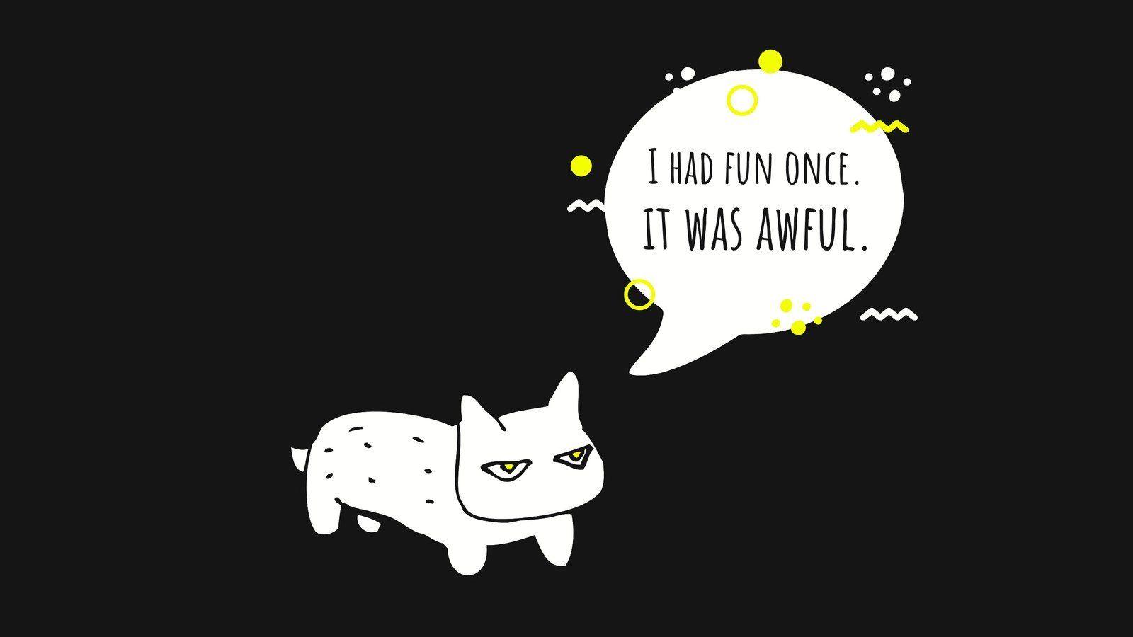 1600x900 Black Simple Grumpy Cat Illustration Funny Desktop Wallpaper