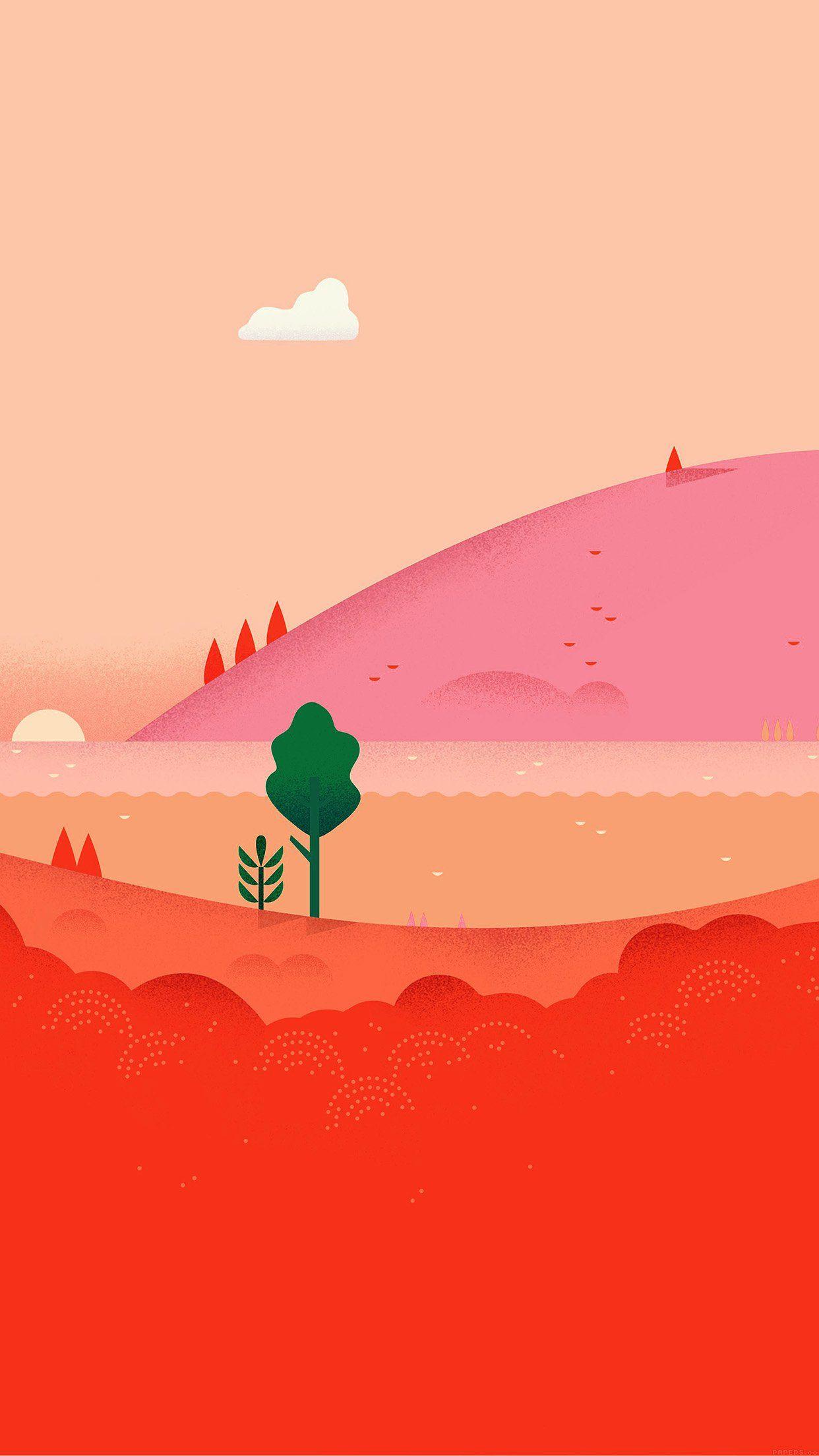 1242x2208 Google Lollipop August Red Mountain Love iPhone 6 wallpaper. IPhone
