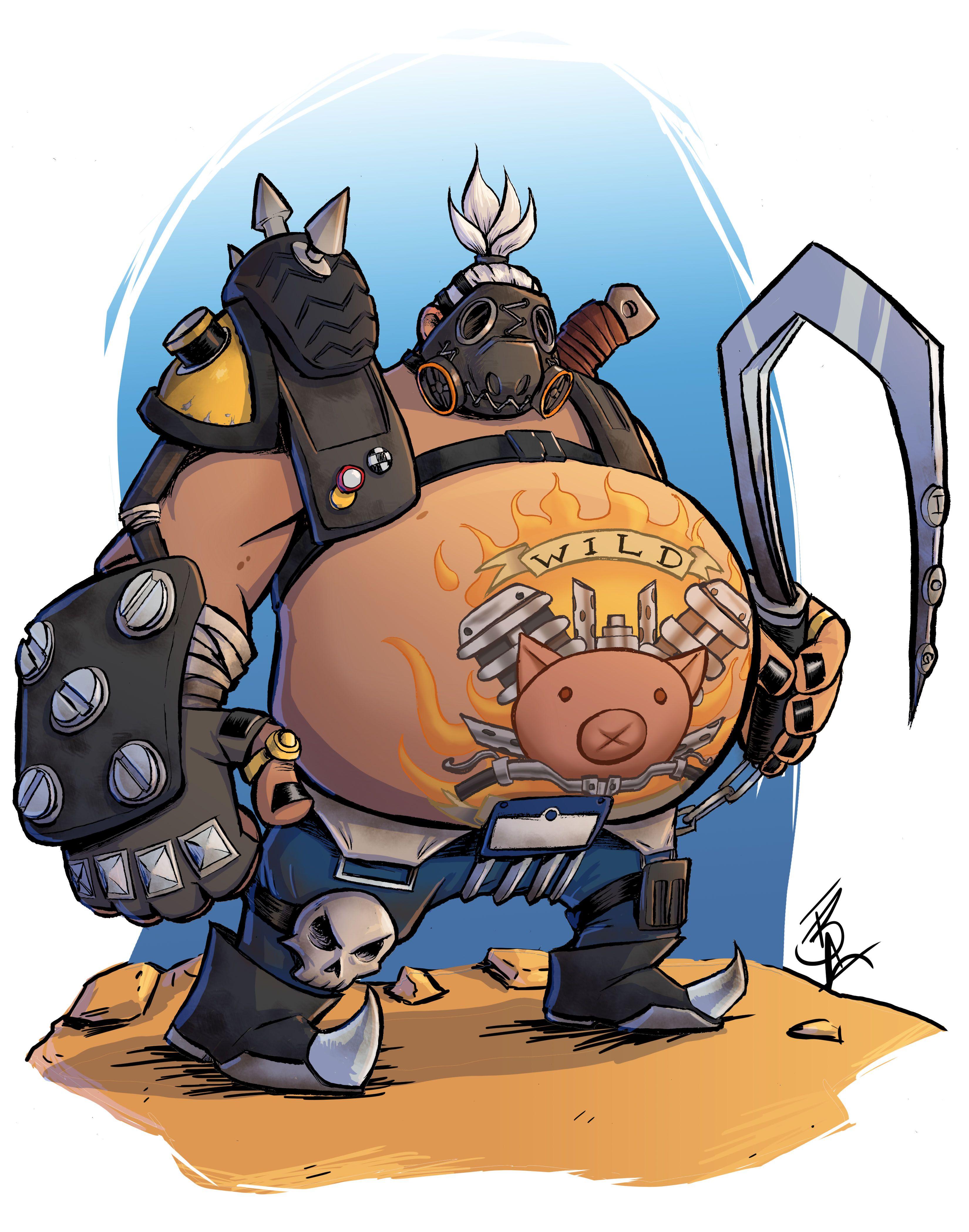 3300x4200 Road Hog from Overwatch digitally painted with the IPad Pro using