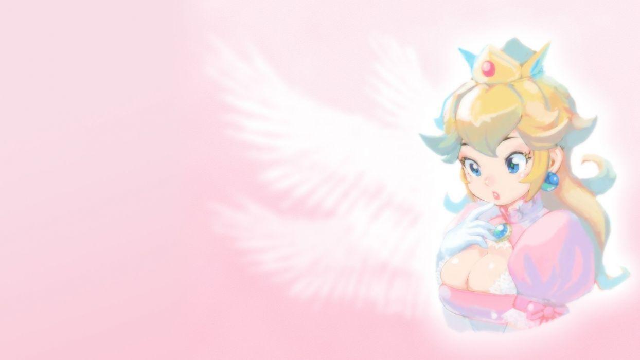 1244x700 Blonde hair blue eyes breasts cleavage crown elbow gloves gloves princess peach super mario tagme (artist) wallpaperx1080