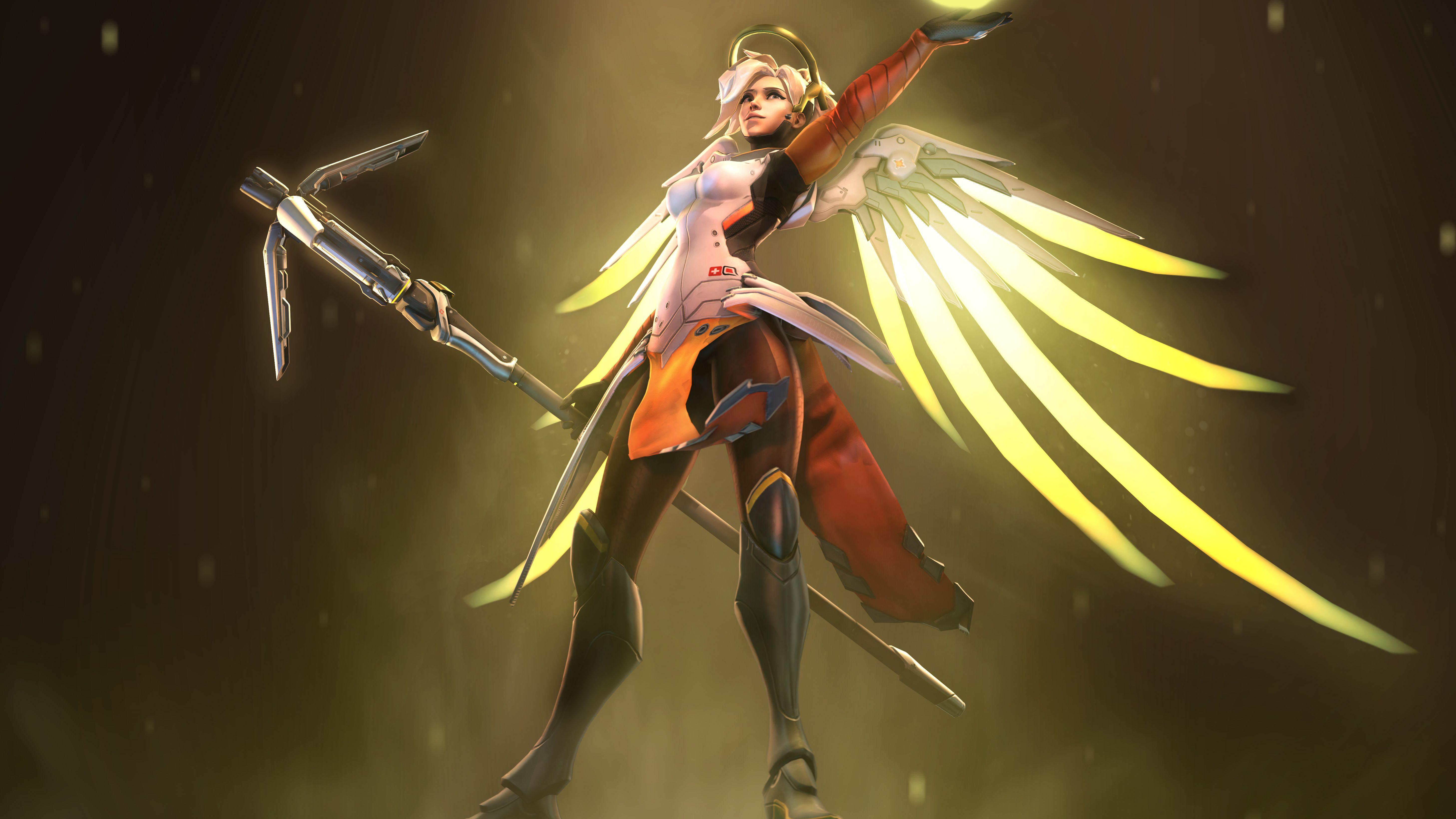 5831x3280 Mercy Guardian Angel Overwatch 5K Wallpaper