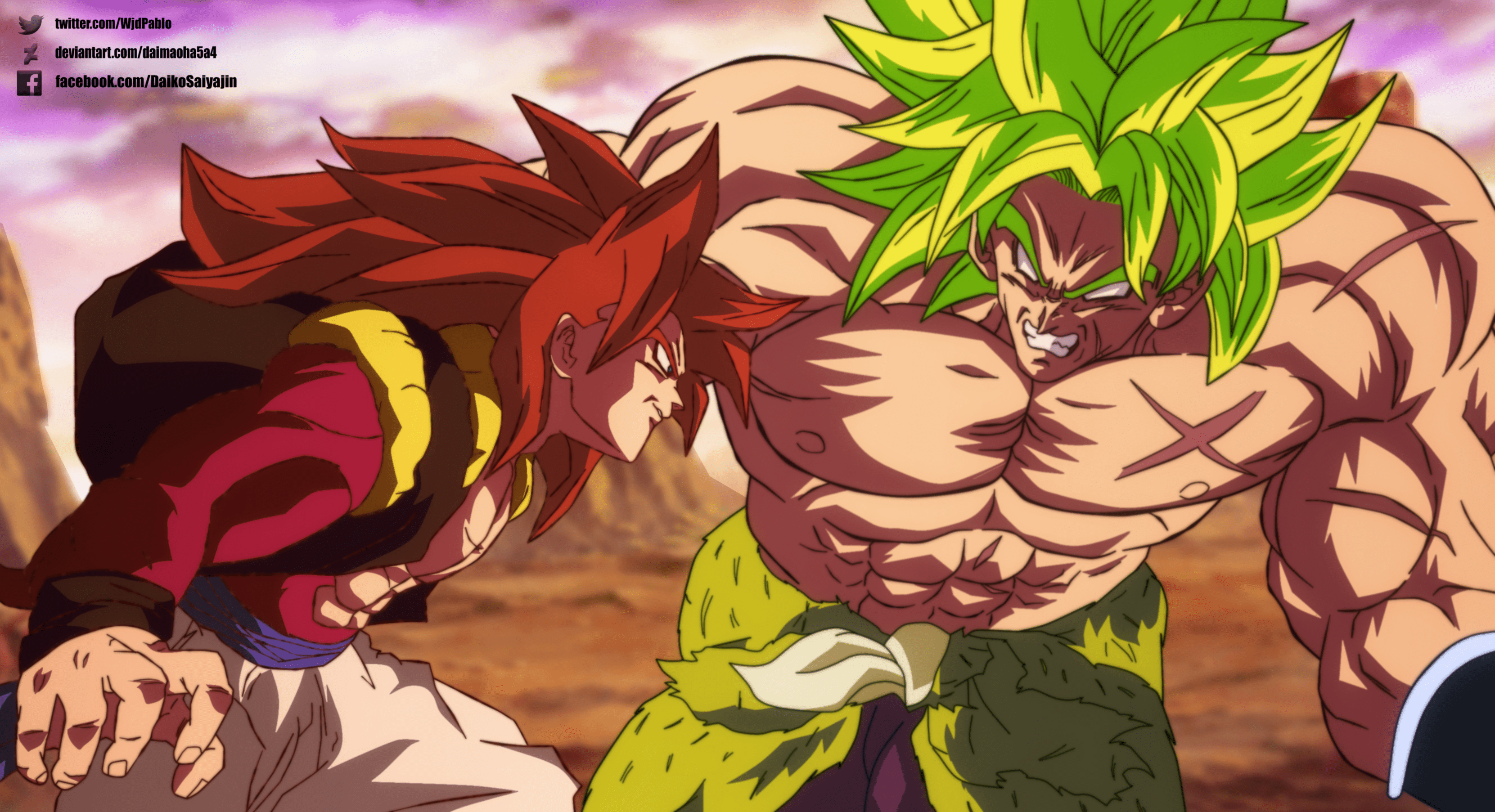 3322x1805 Gogeta SSJ4 vs Broly SSJ HD Wallpaper. Background Image