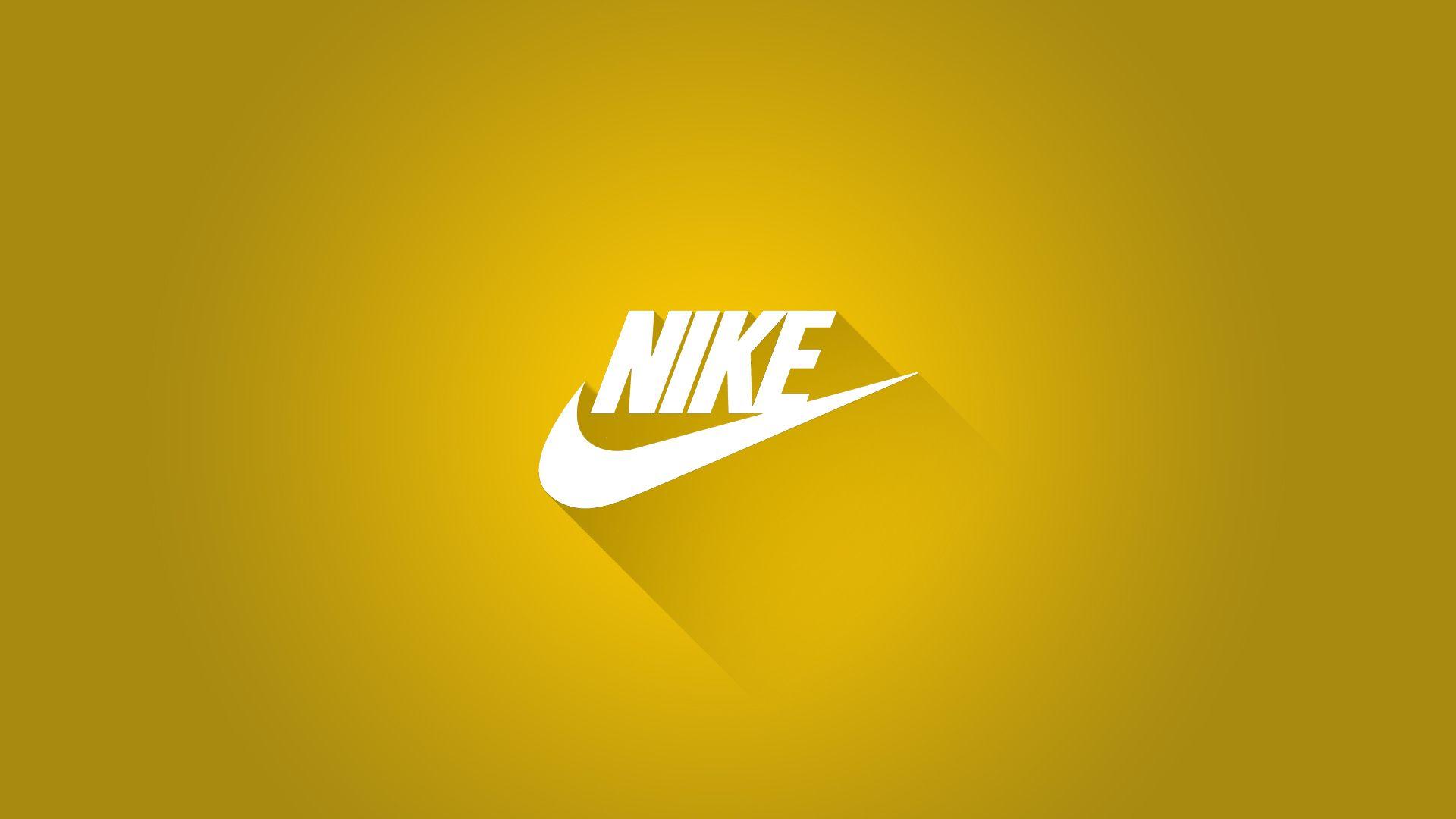 1920x1080 Download wallpaper Logo, Shadow, Nike, Nike, Sports brand, Yellow background, section minimalism in resolution 1920x1080